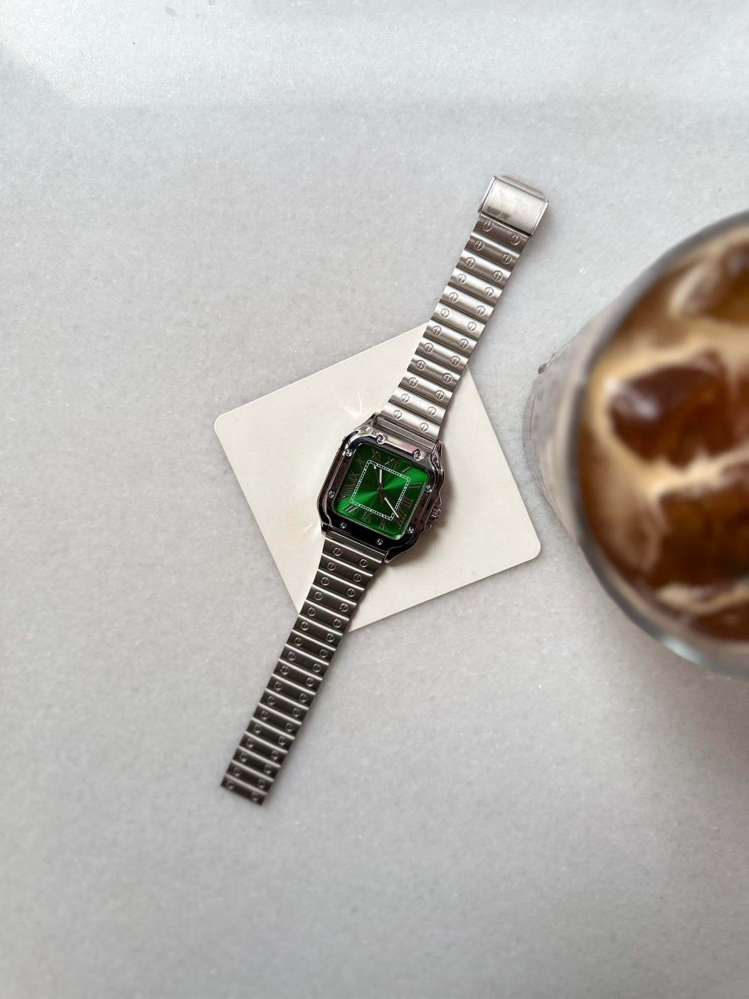 Vintage Rakamlı Saat - Yeşil