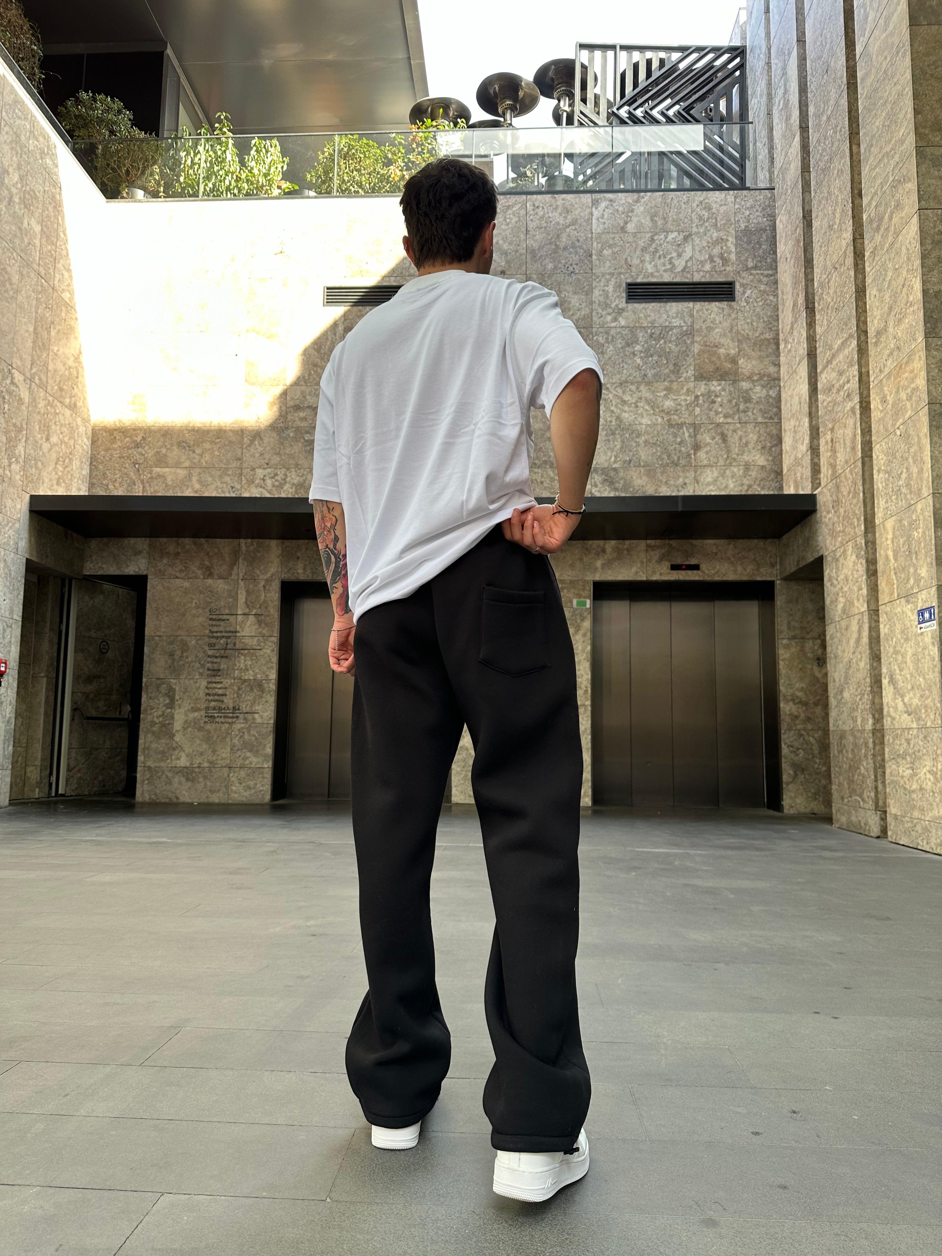 Vns Nakışlı Stoper Paça Lastikli Eşofman Altı -Siyah