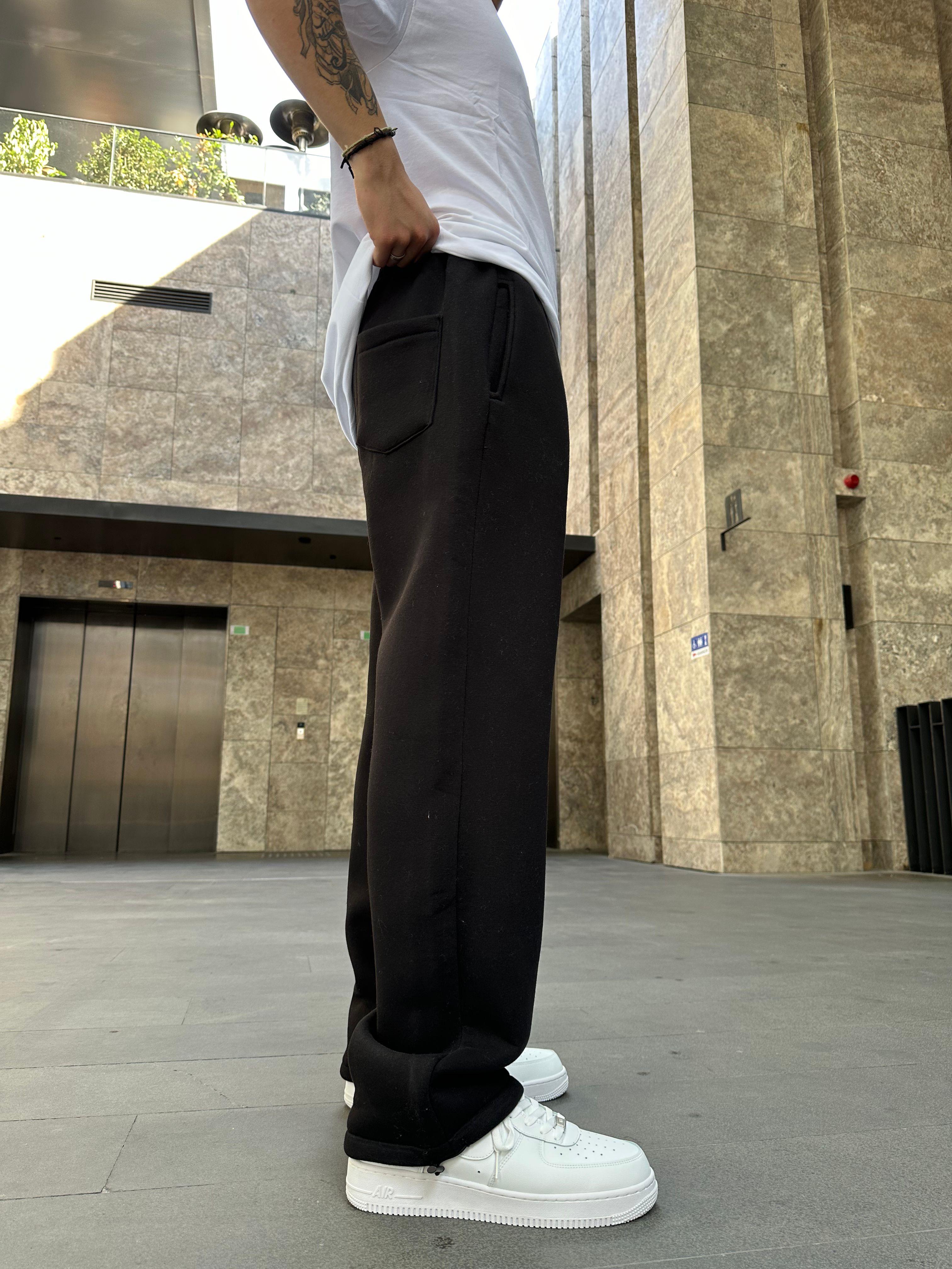 Vns Nakışlı Stoper Paça Lastikli Eşofman Altı -Siyah