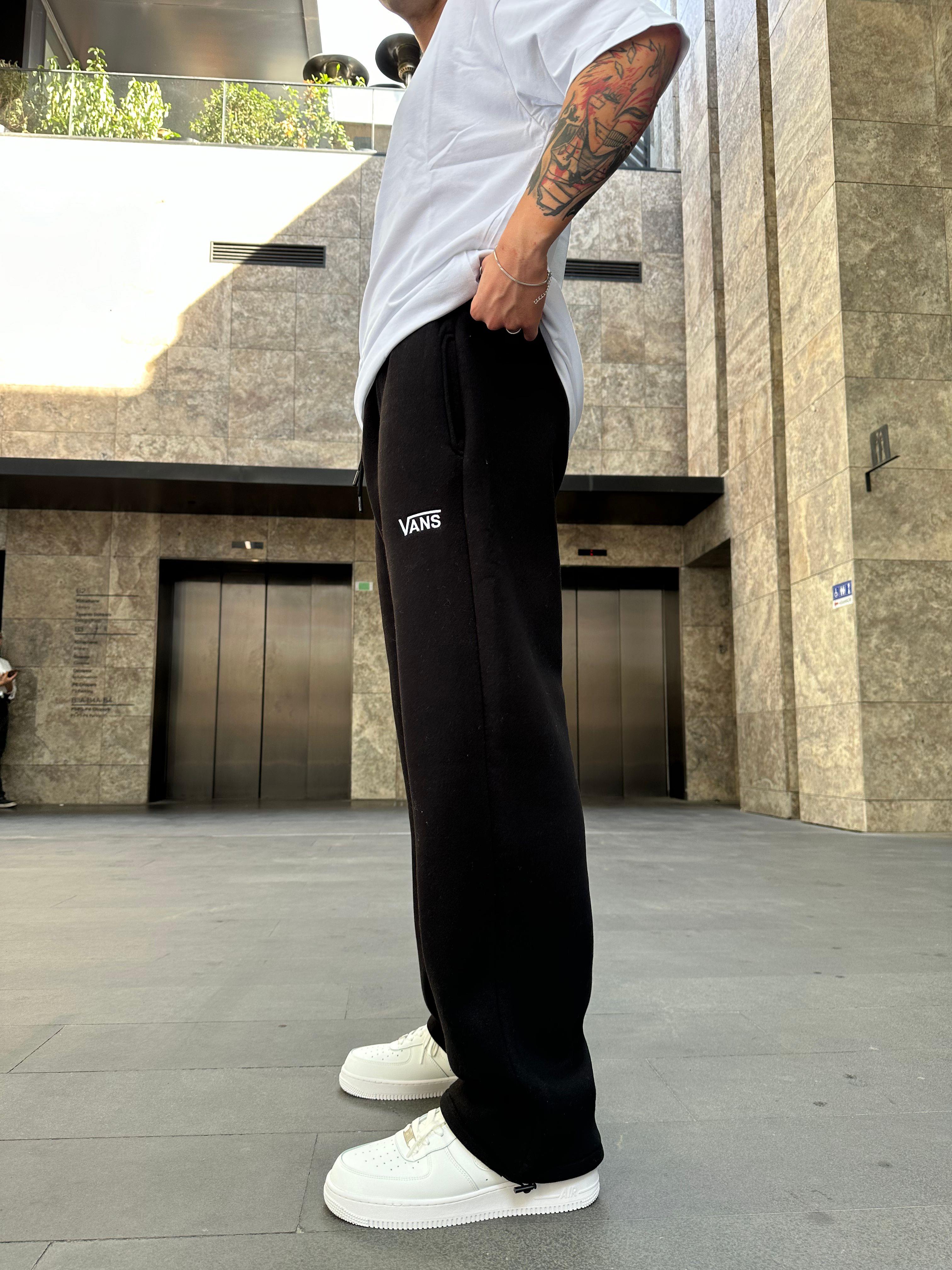 Vns Nakışlı Stoper Paça Lastikli Eşofman Altı -Siyah