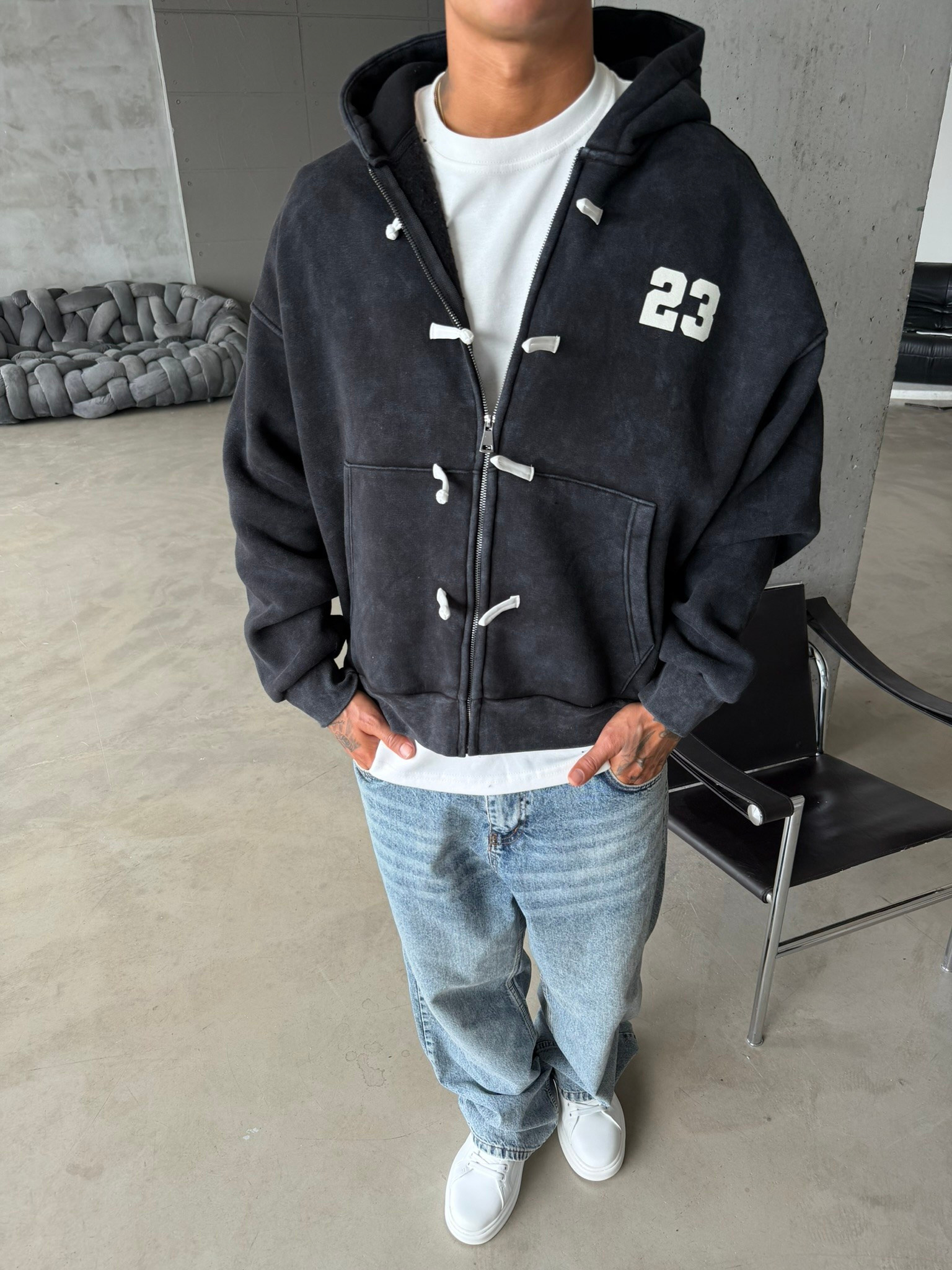 Washed Premium Duffle Zip Hoodie