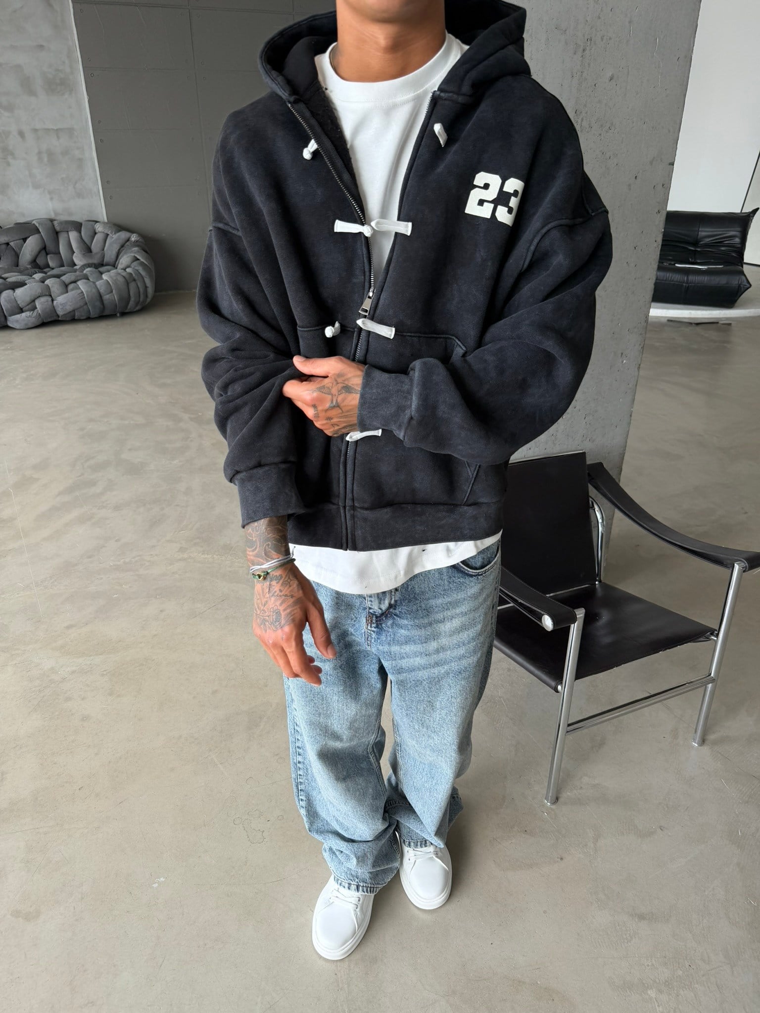 Washed Premium Duffle Zip Hoodie