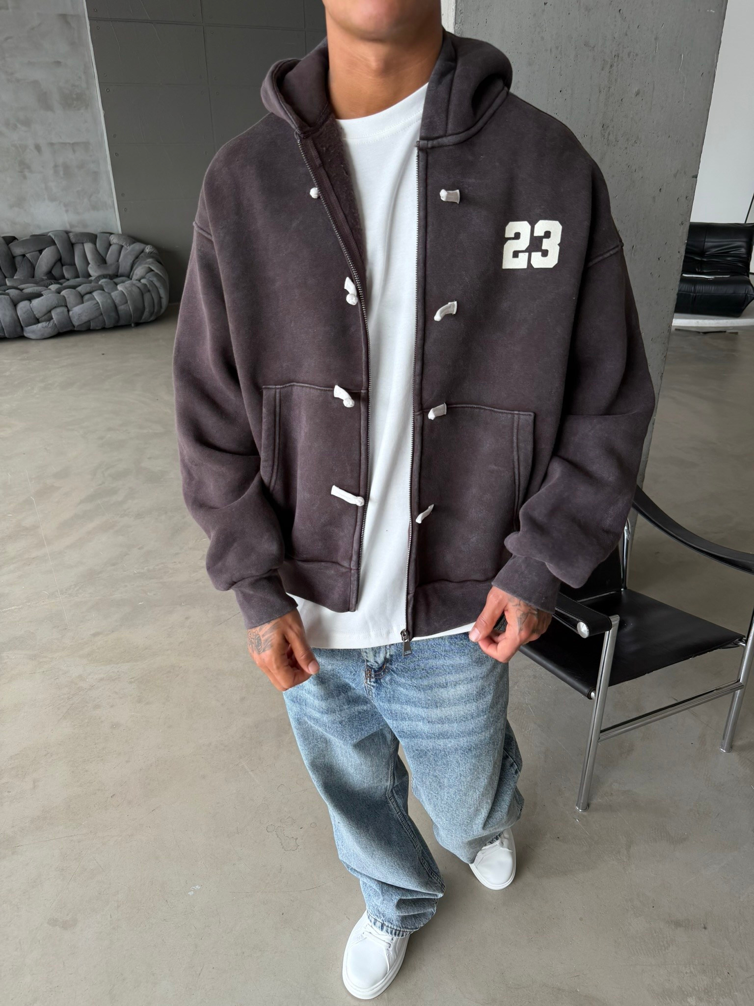 Washed Premium Duffle Zip Hoodie