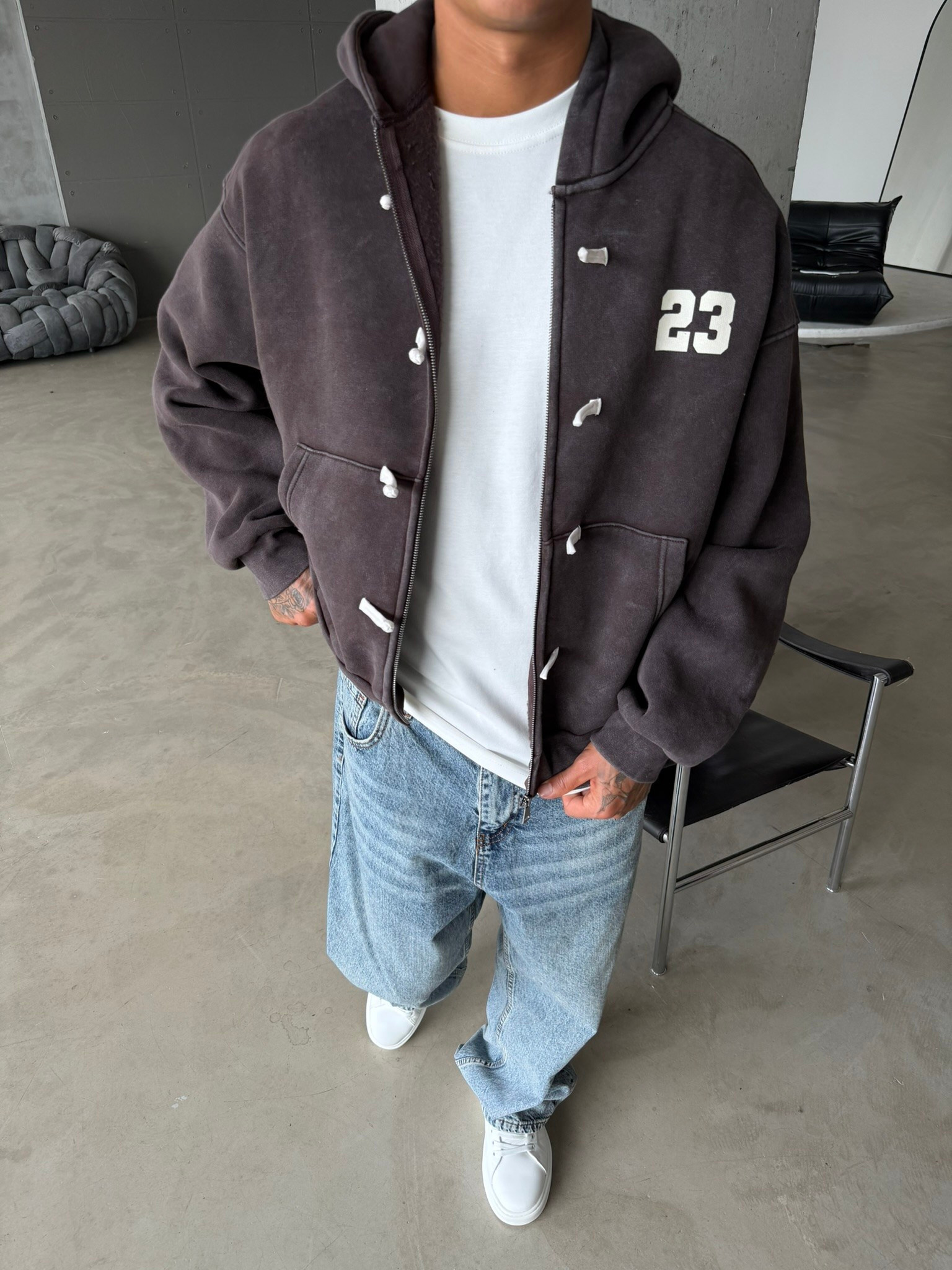 Washed Premium Duffle Zip Hoodie