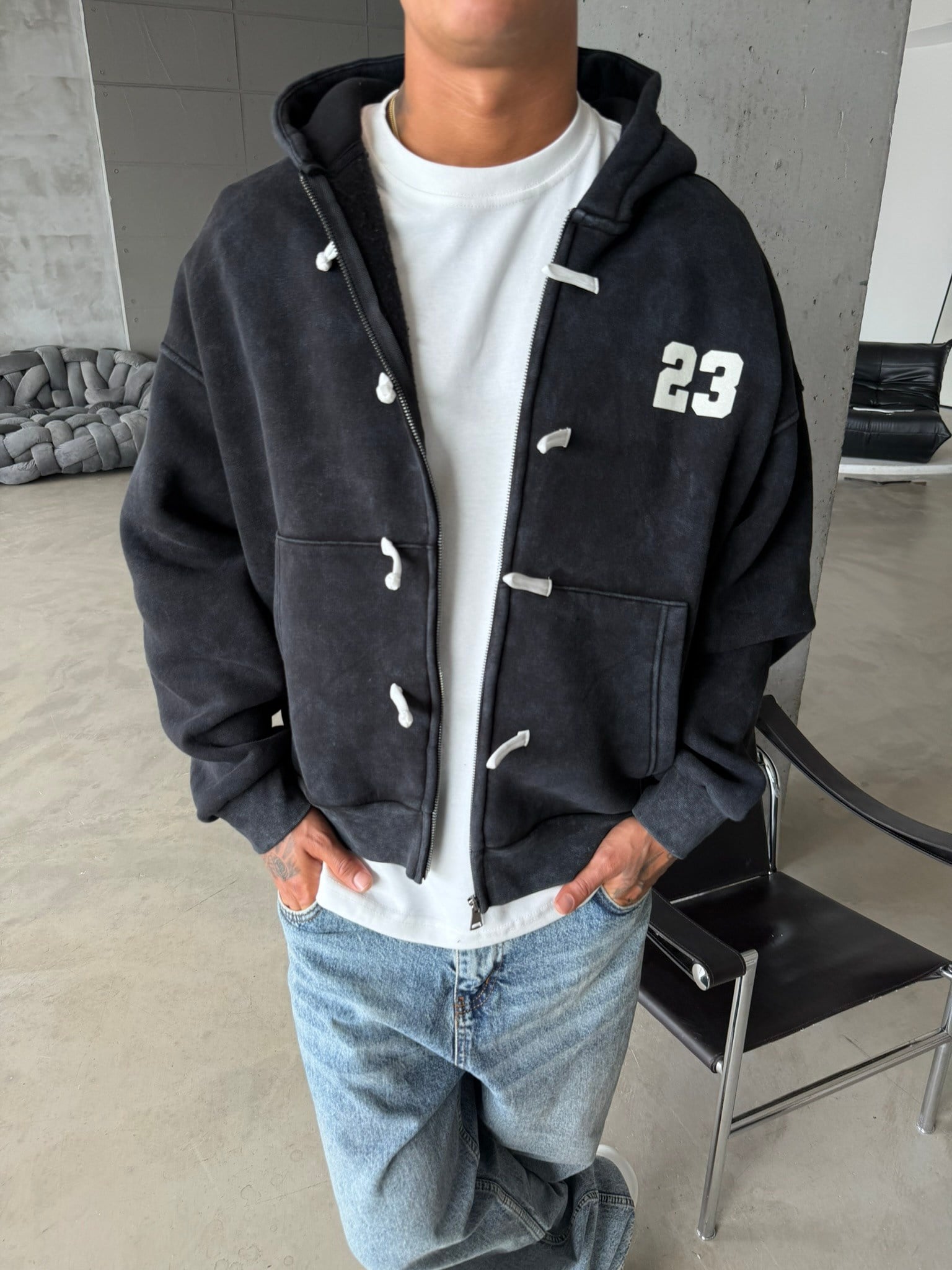Washed Premium Duffle Zip Hoodie