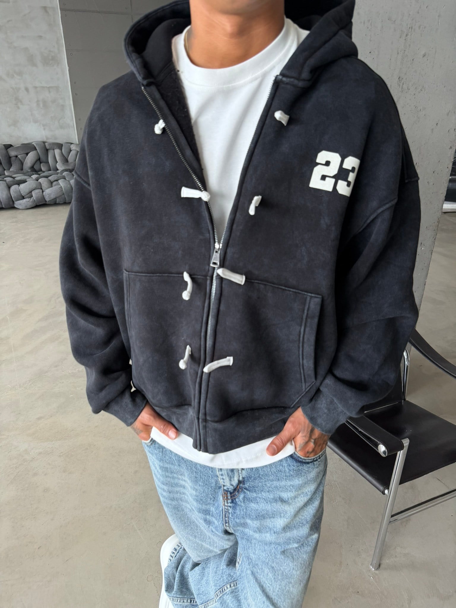 Washed Premium Duffle Zip Hoodie