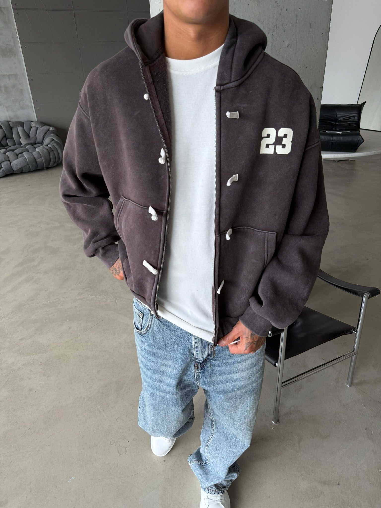 Washed Premium Duffle Zip Hoodie