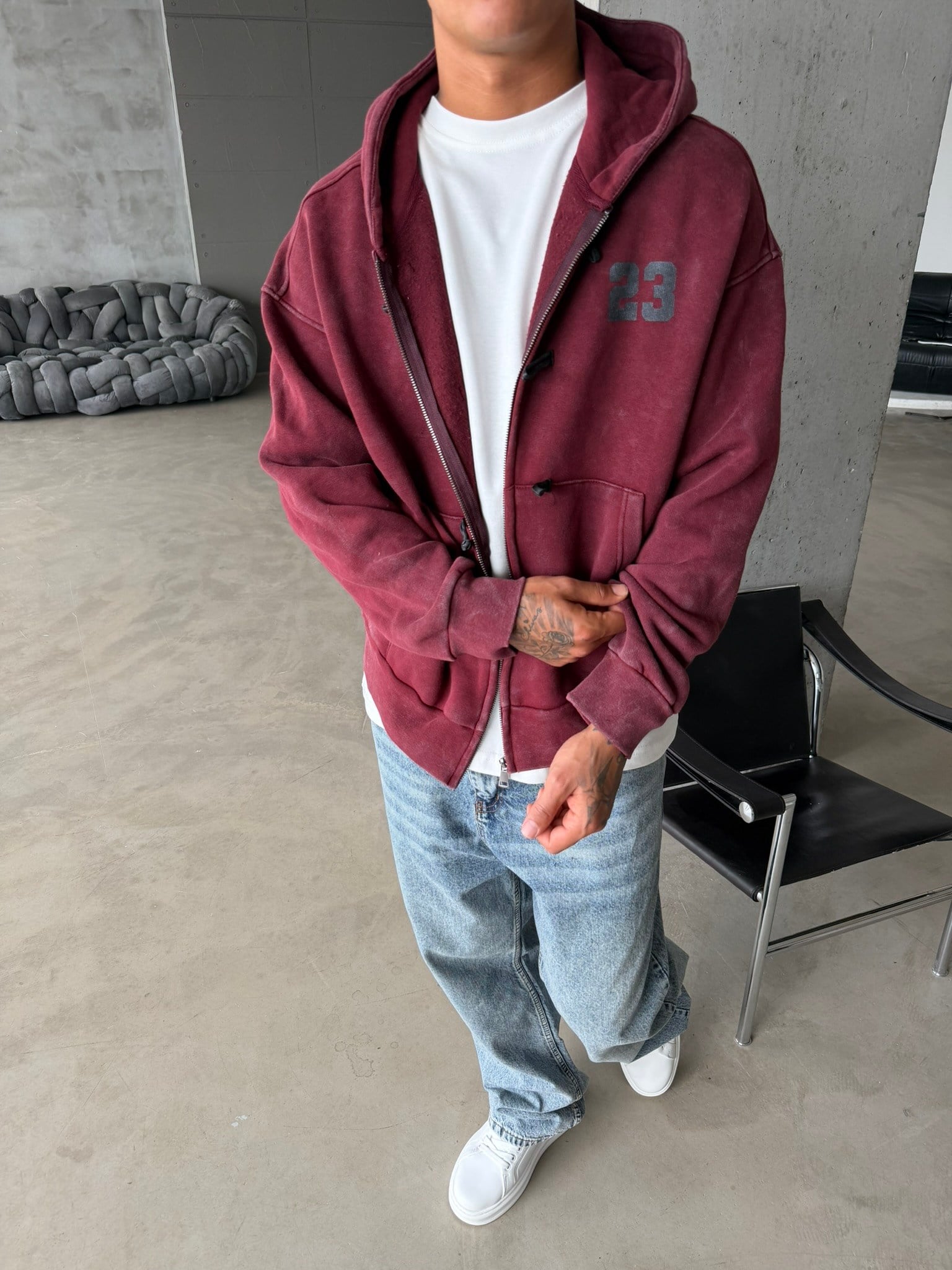 Washed Premium Duffle Zip Hoodie