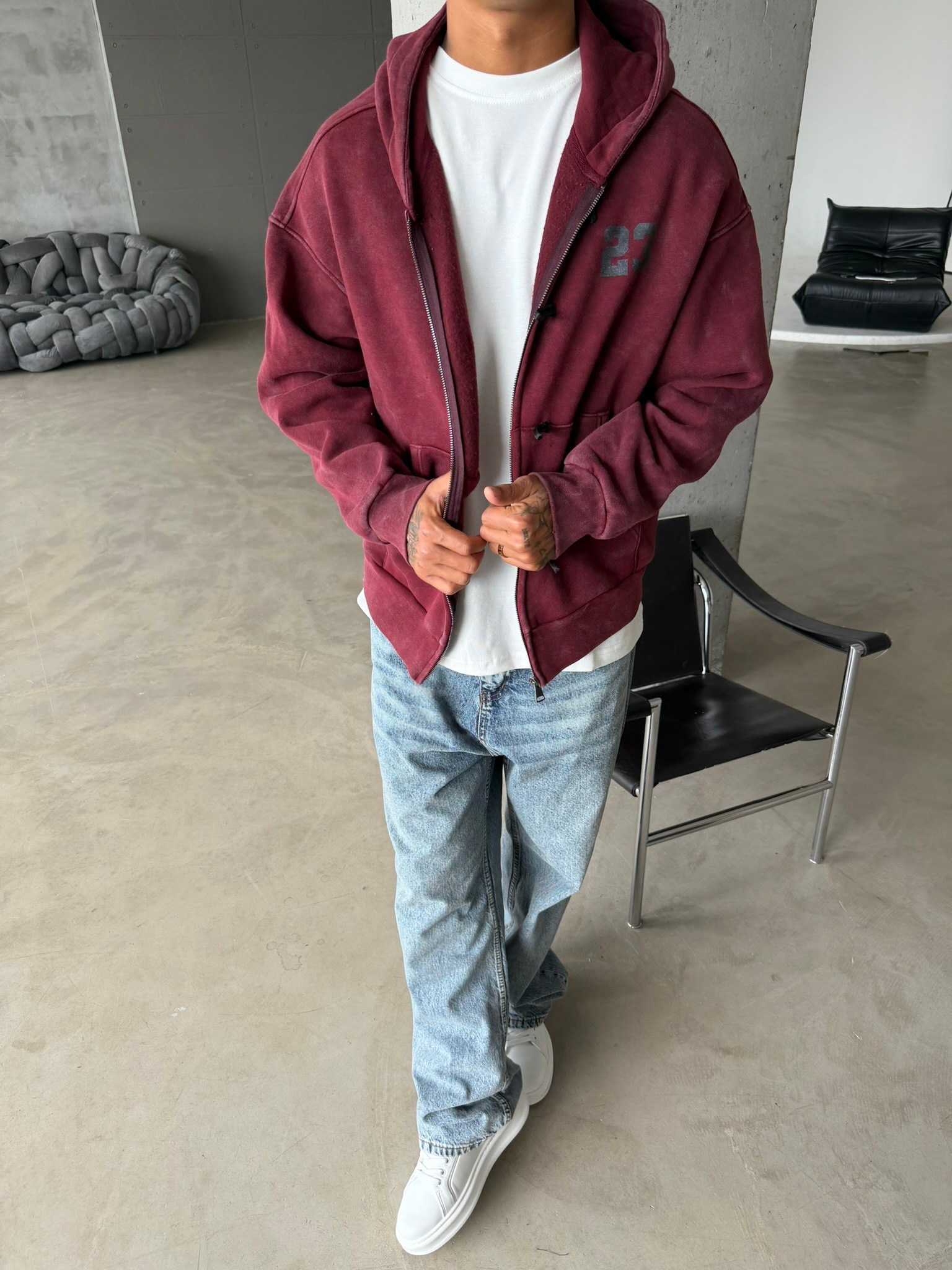 Washed Premium Duffle Zip Hoodie