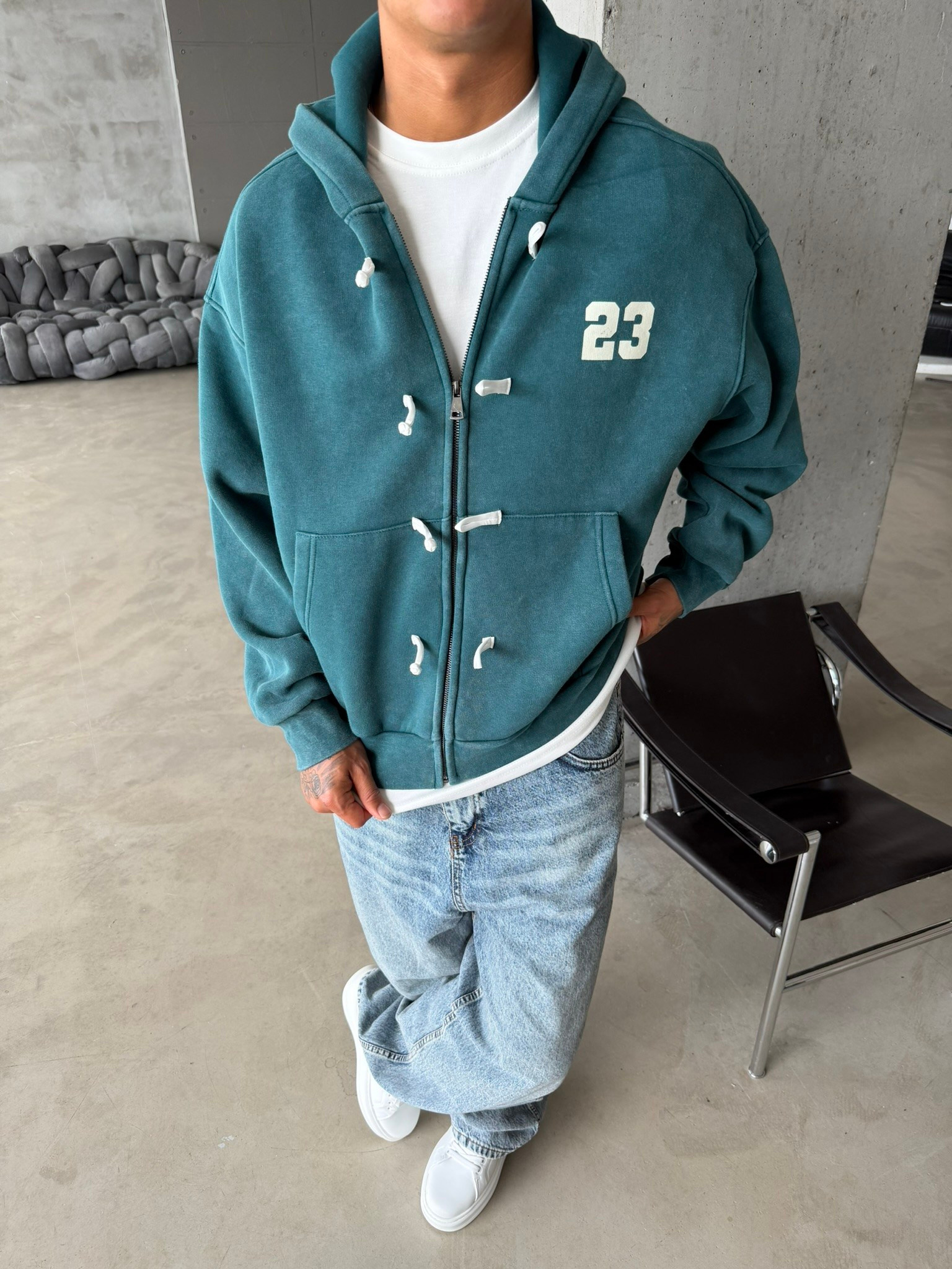 Washed Premium Duffle Zip Hoodie