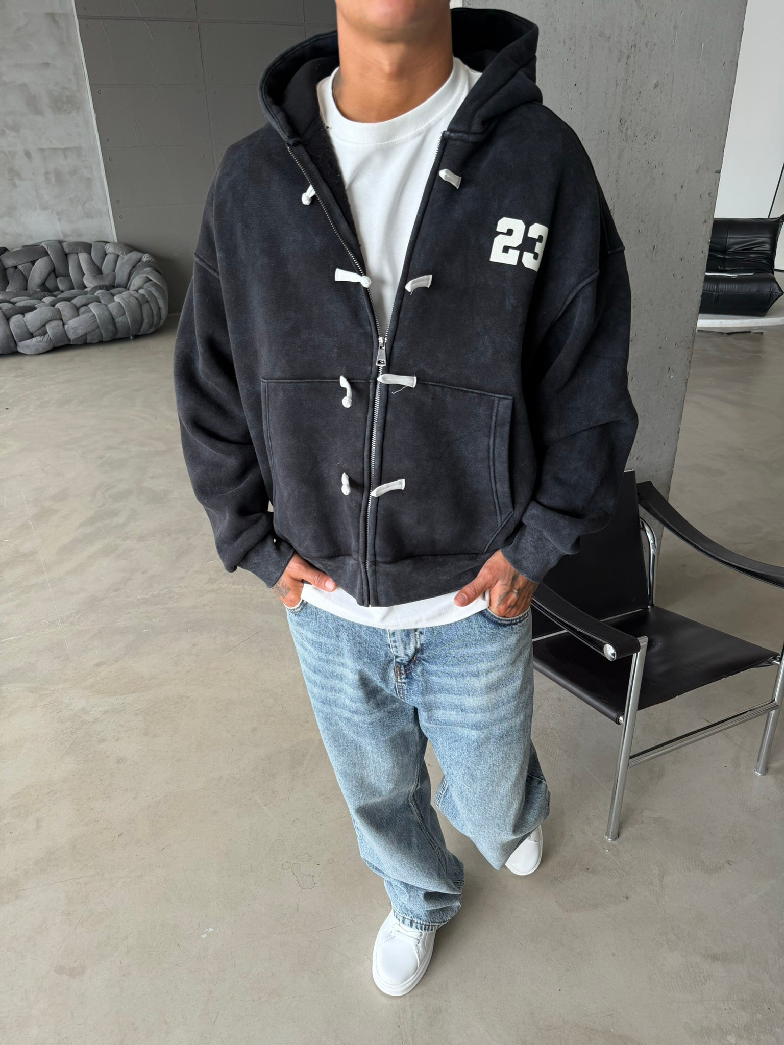 Washed Premium Duffle Zip Hoodie