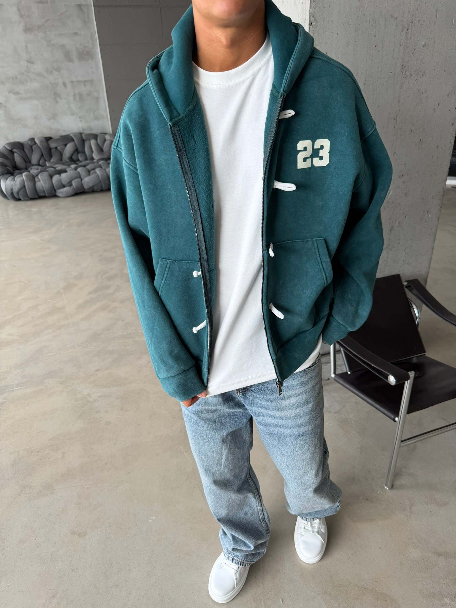 Washed Premium Duffle Zip Hoodie
