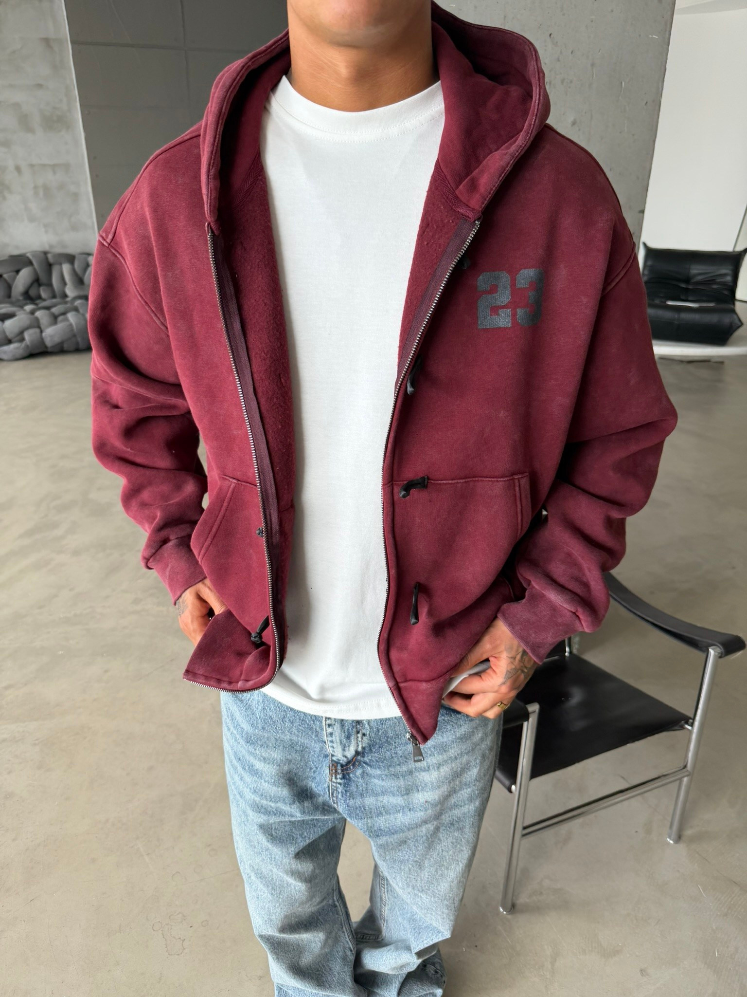 Washed Premium Duffle Zip Hoodie