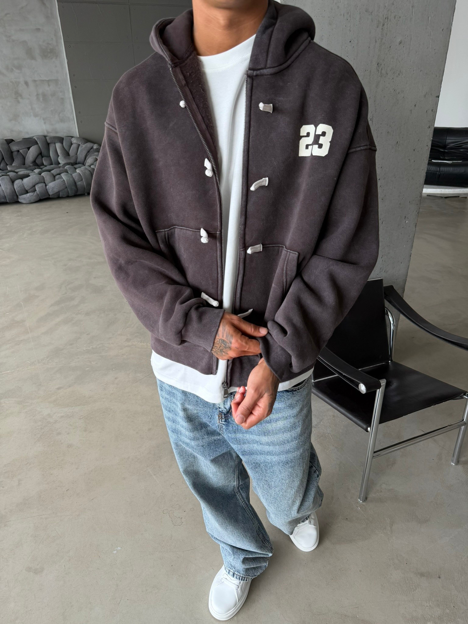 Washed Premium Duffle Zip Hoodie
