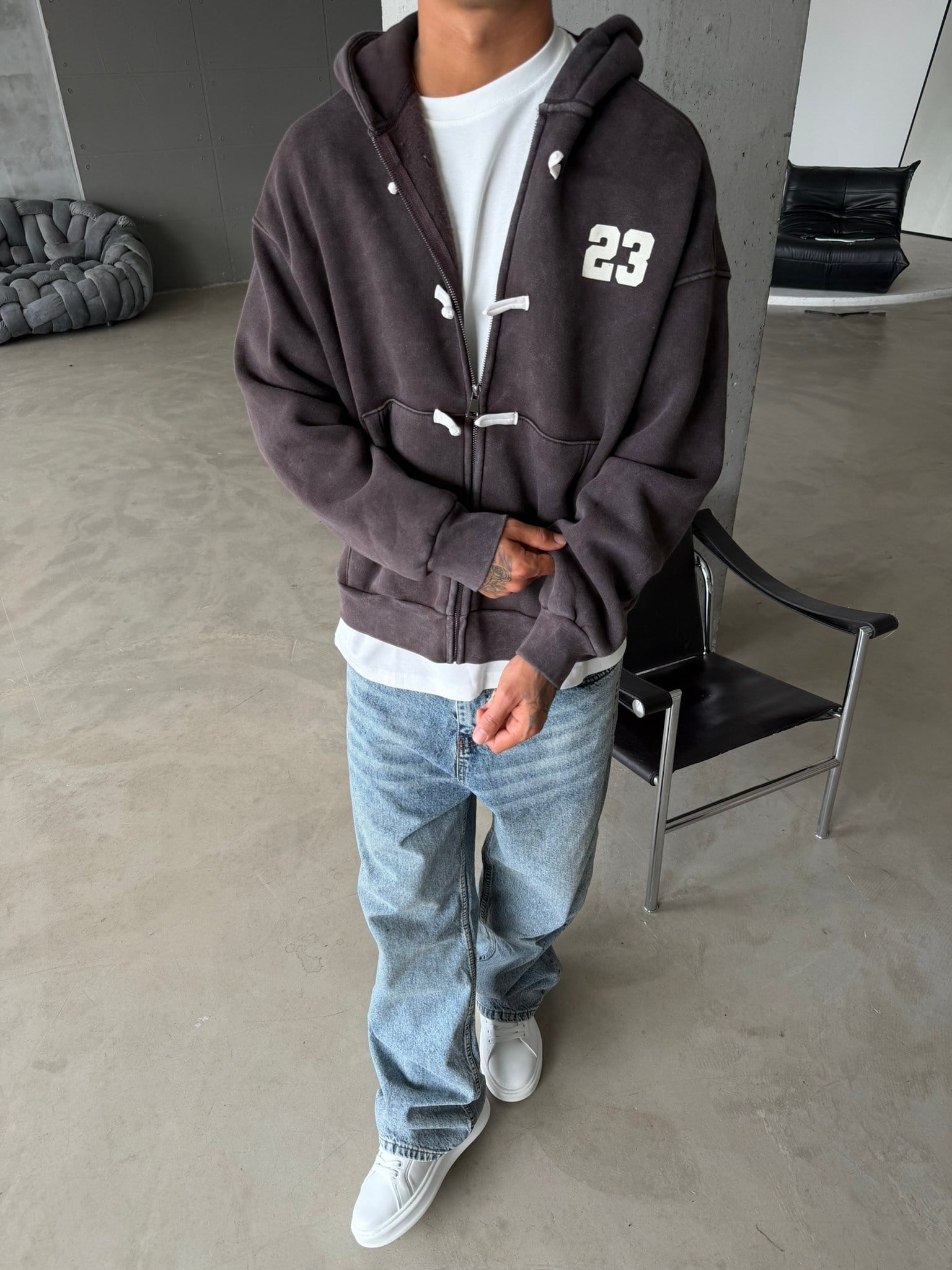 Washed Premium Duffle Zip Hoodie