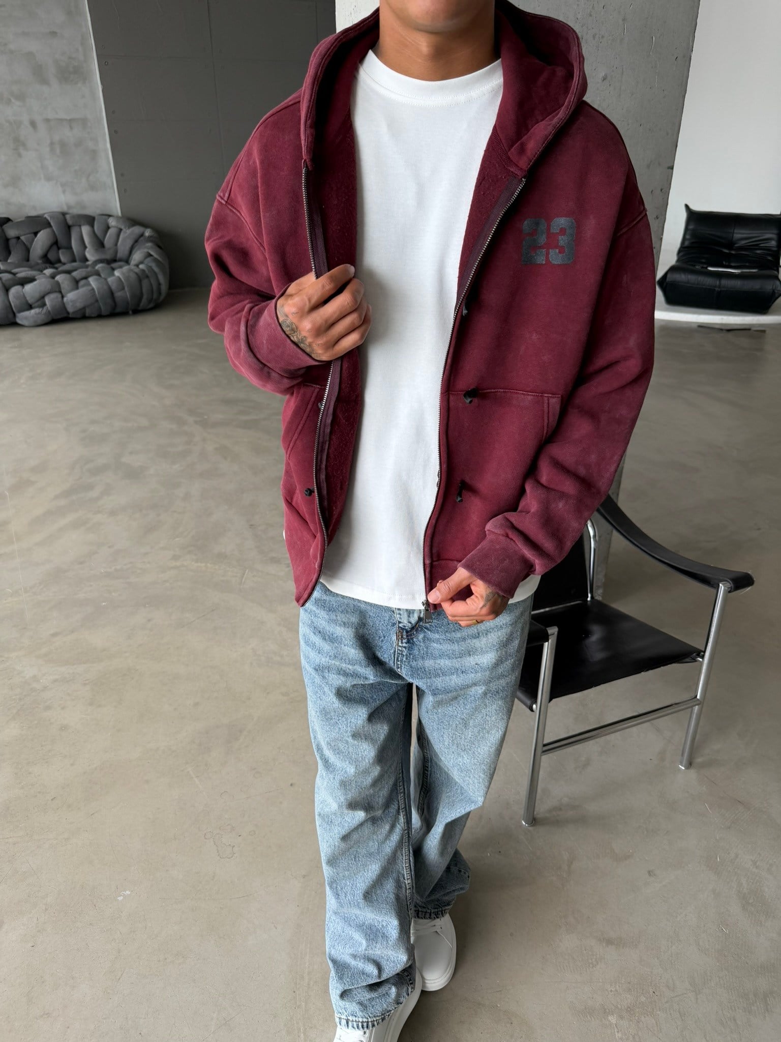 Washed Premium Duffle Zip Hoodie