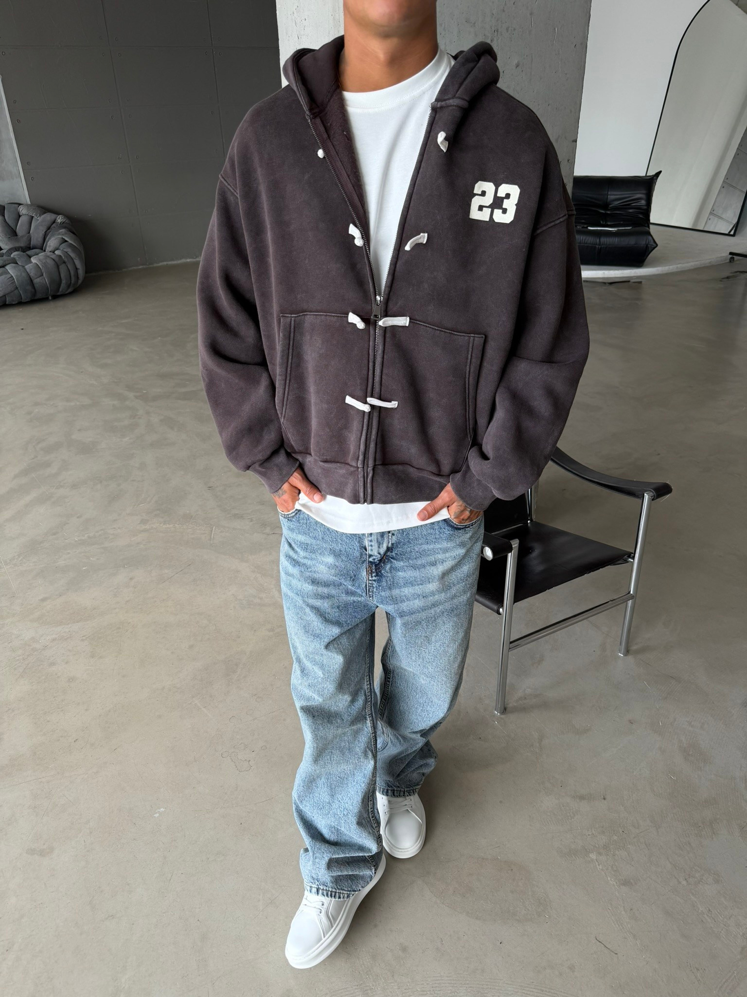 Washed Premium Duffle Zip Hoodie