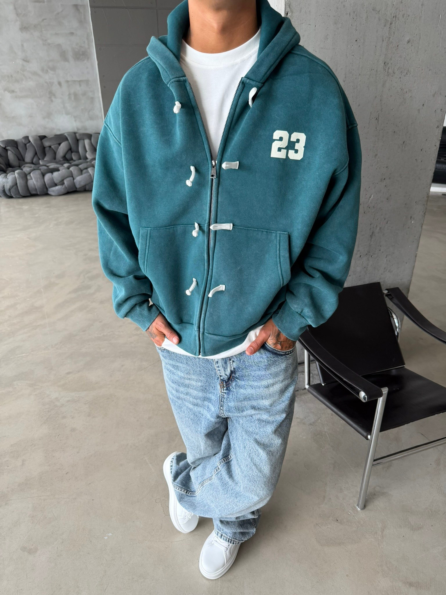 Washed Premium Duffle Zip Hoodie