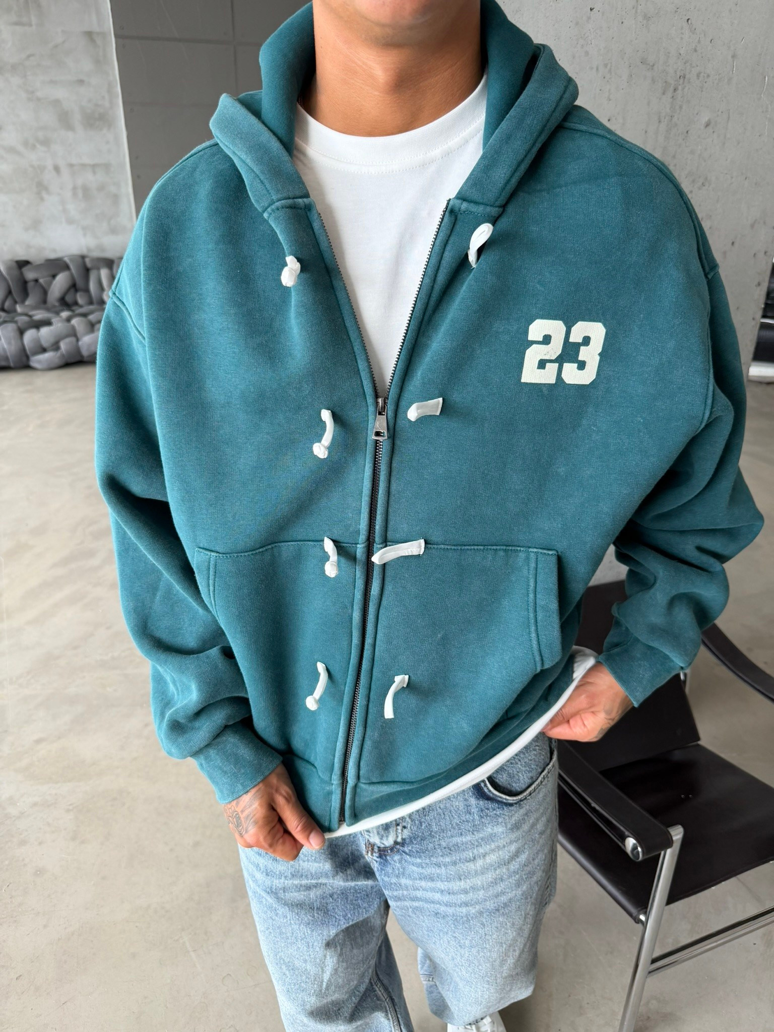 Washed Premium Duffle Zip Hoodie