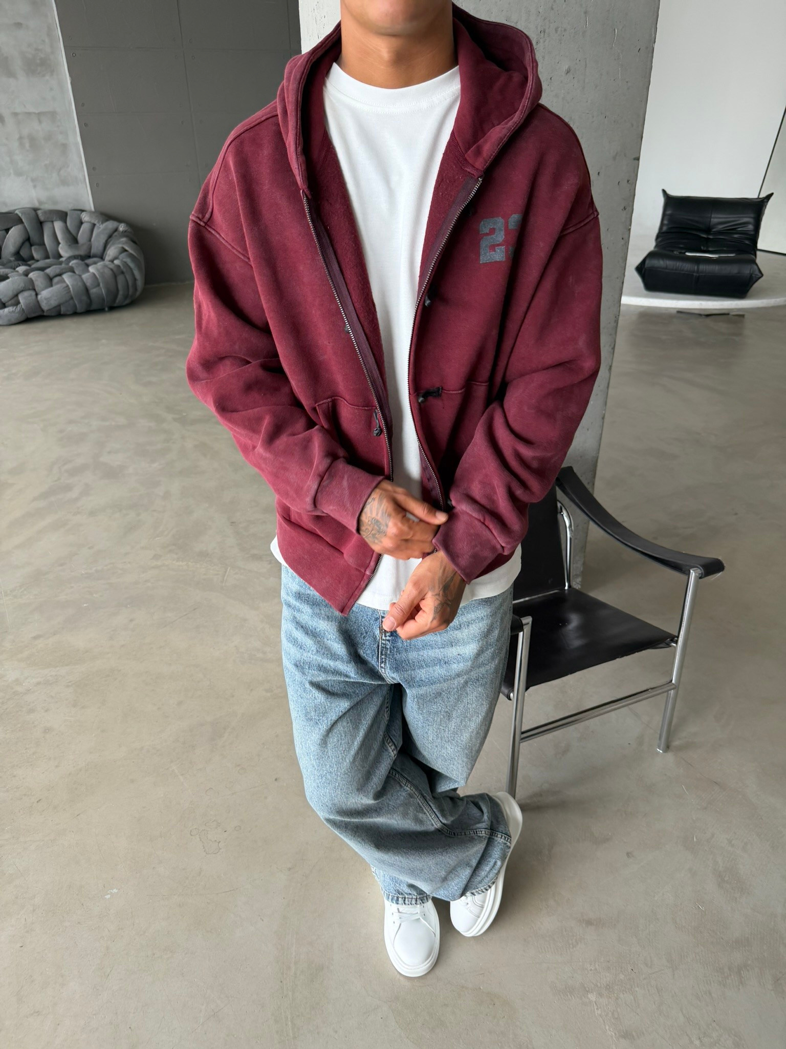 Washed Premium Duffle Zip Hoodie
