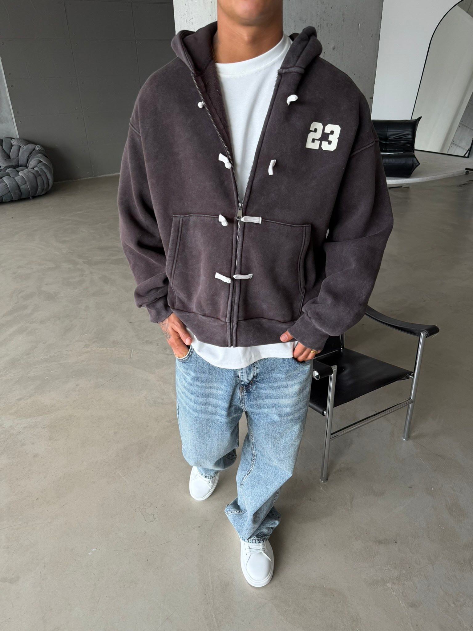 Washed Premium Duffle Zip Hoodie