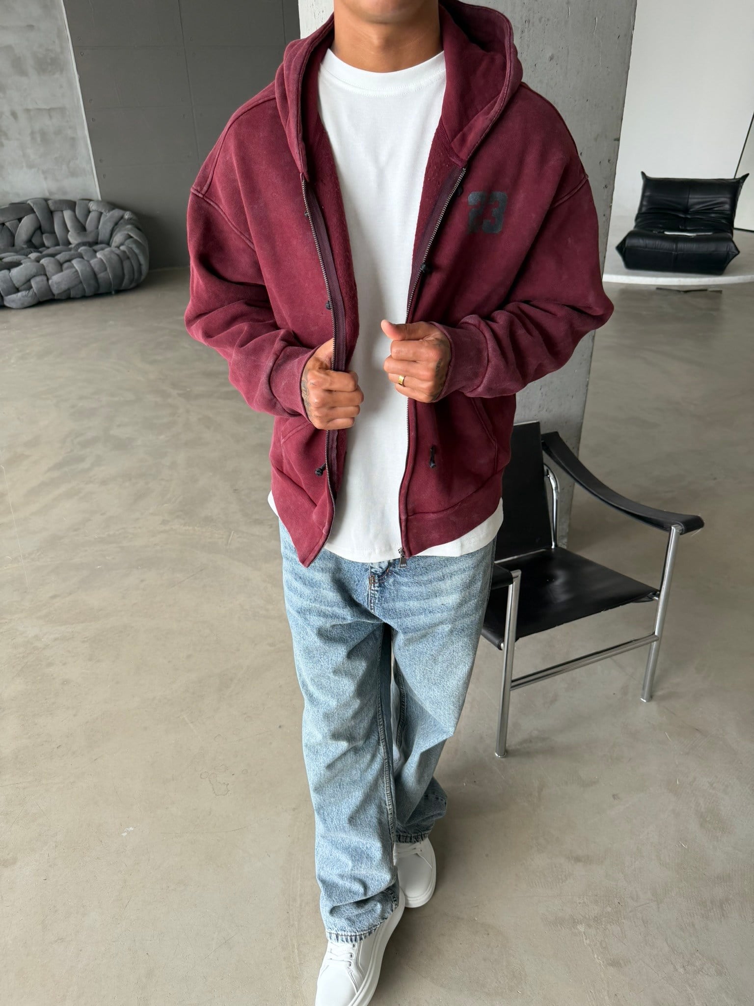 Washed Premium Duffle Zip Hoodie