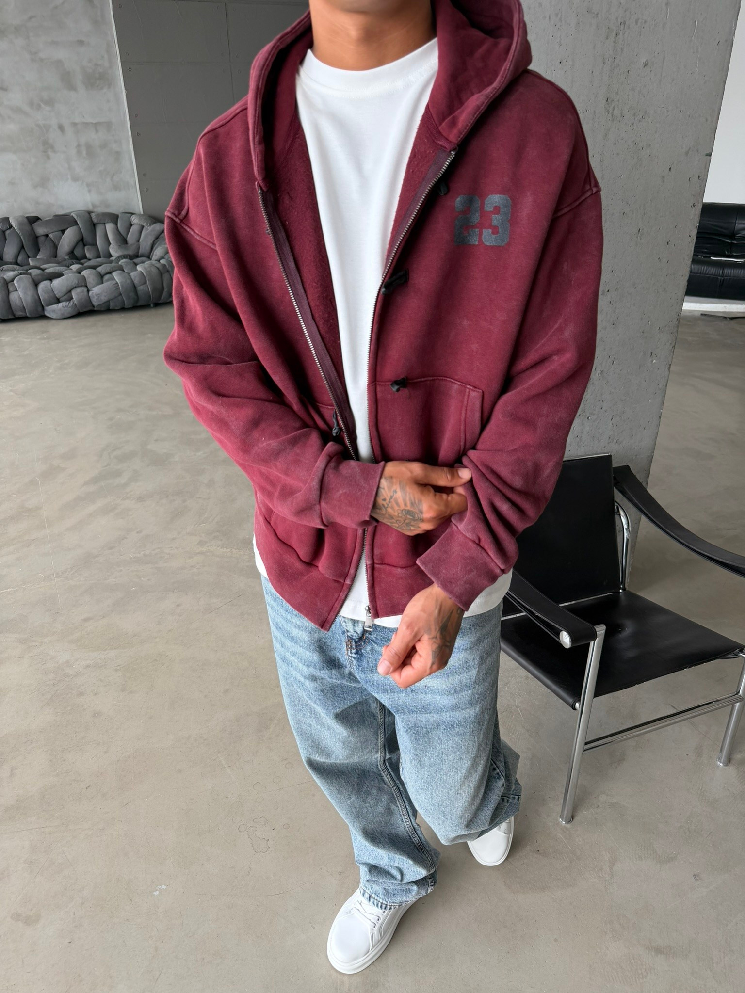 Washed Premium Duffle Zip Hoodie