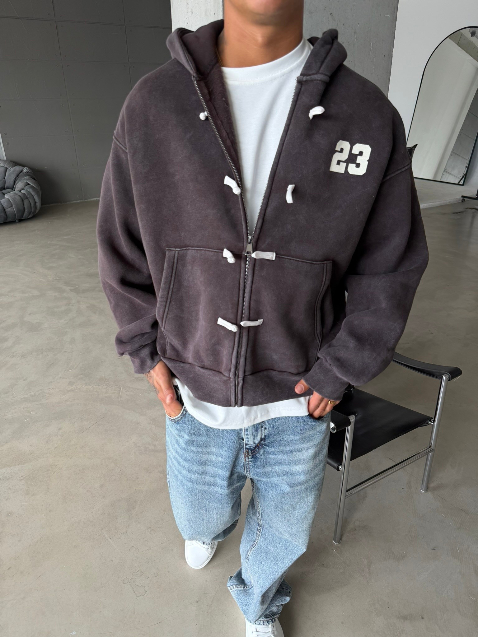 Washed Premium Duffle Zip Hoodie
