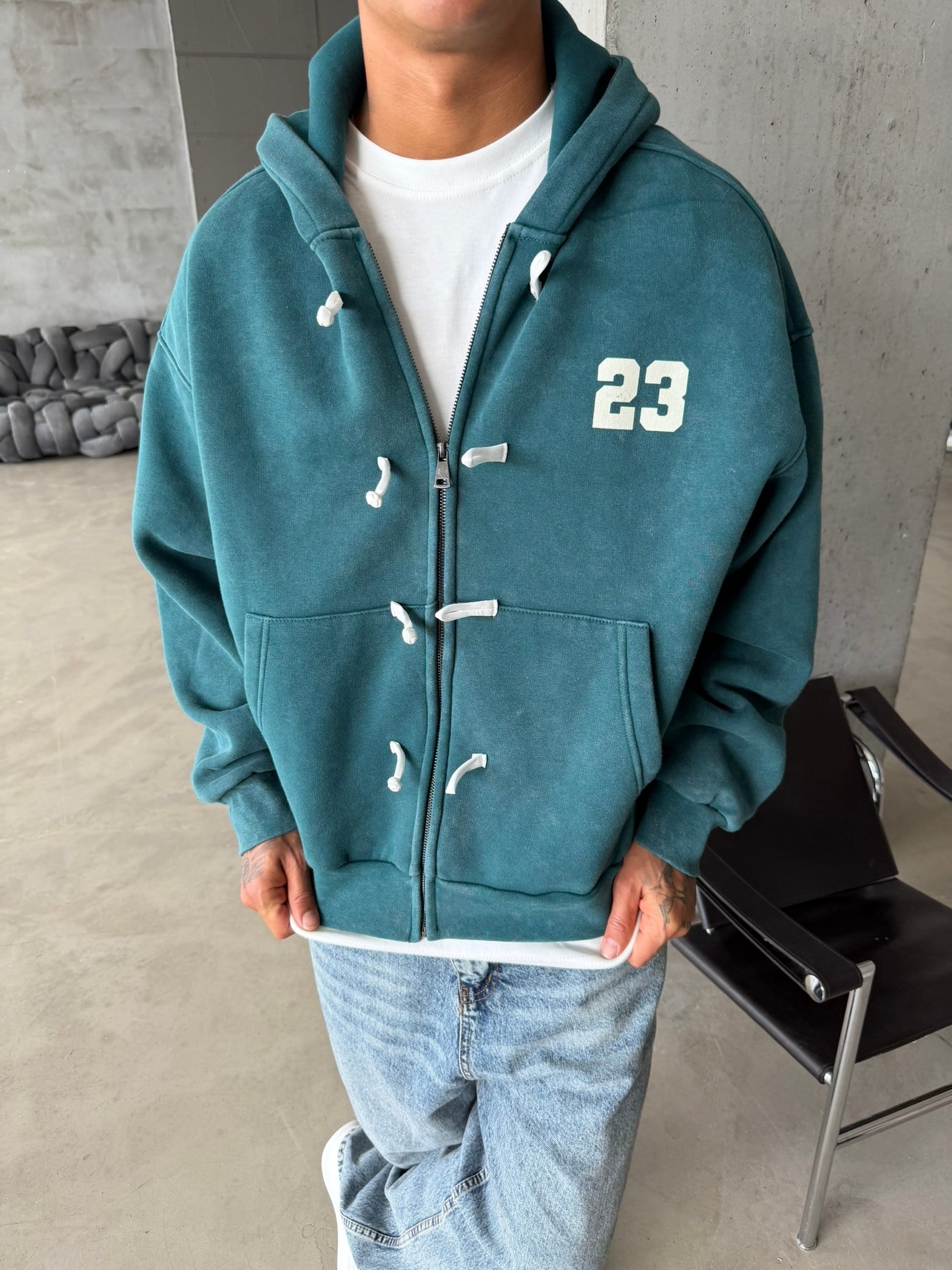 Washed Premium Duffle Zip Hoodie