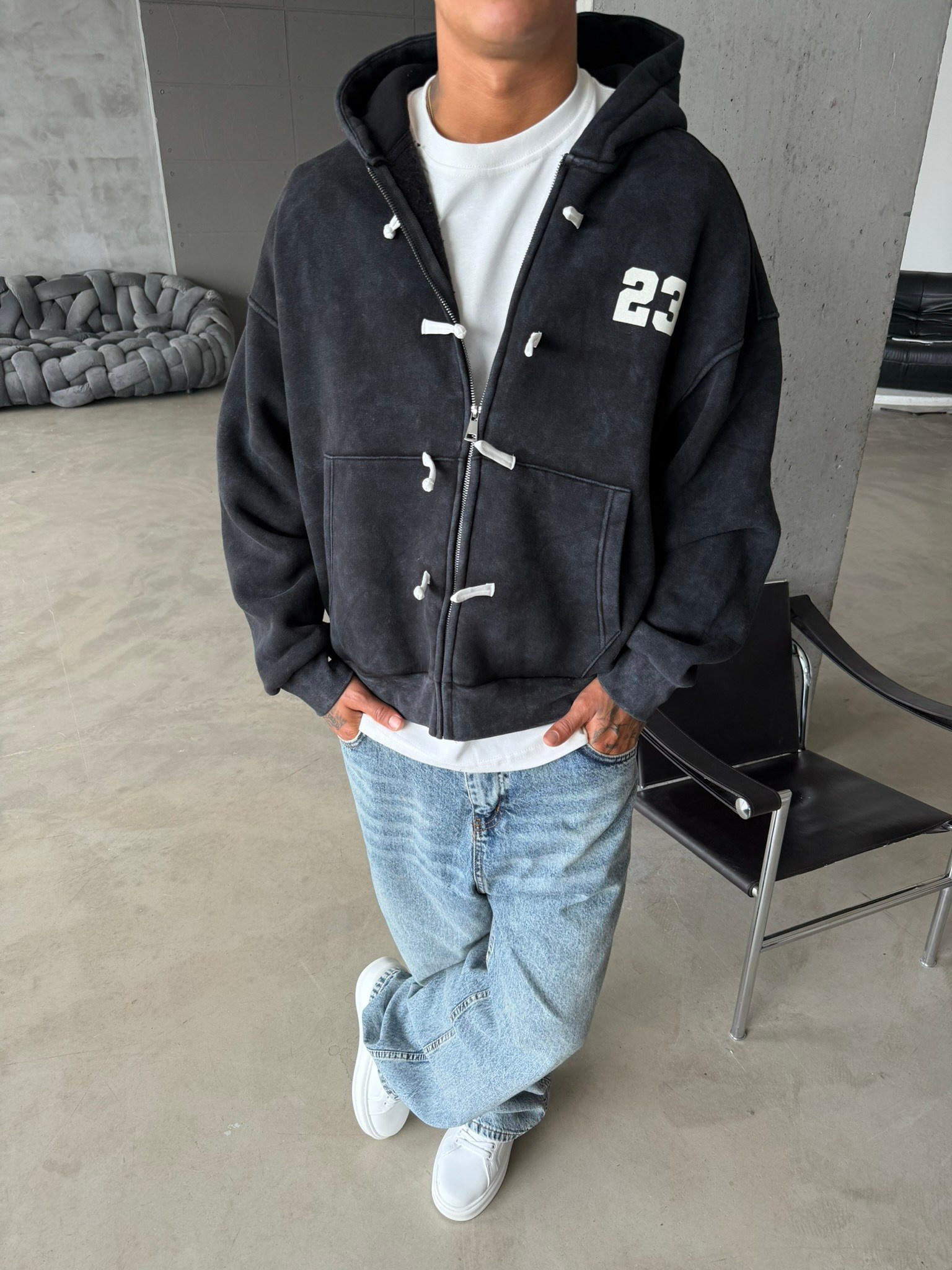 Washed Premium Duffle Zip Hoodie