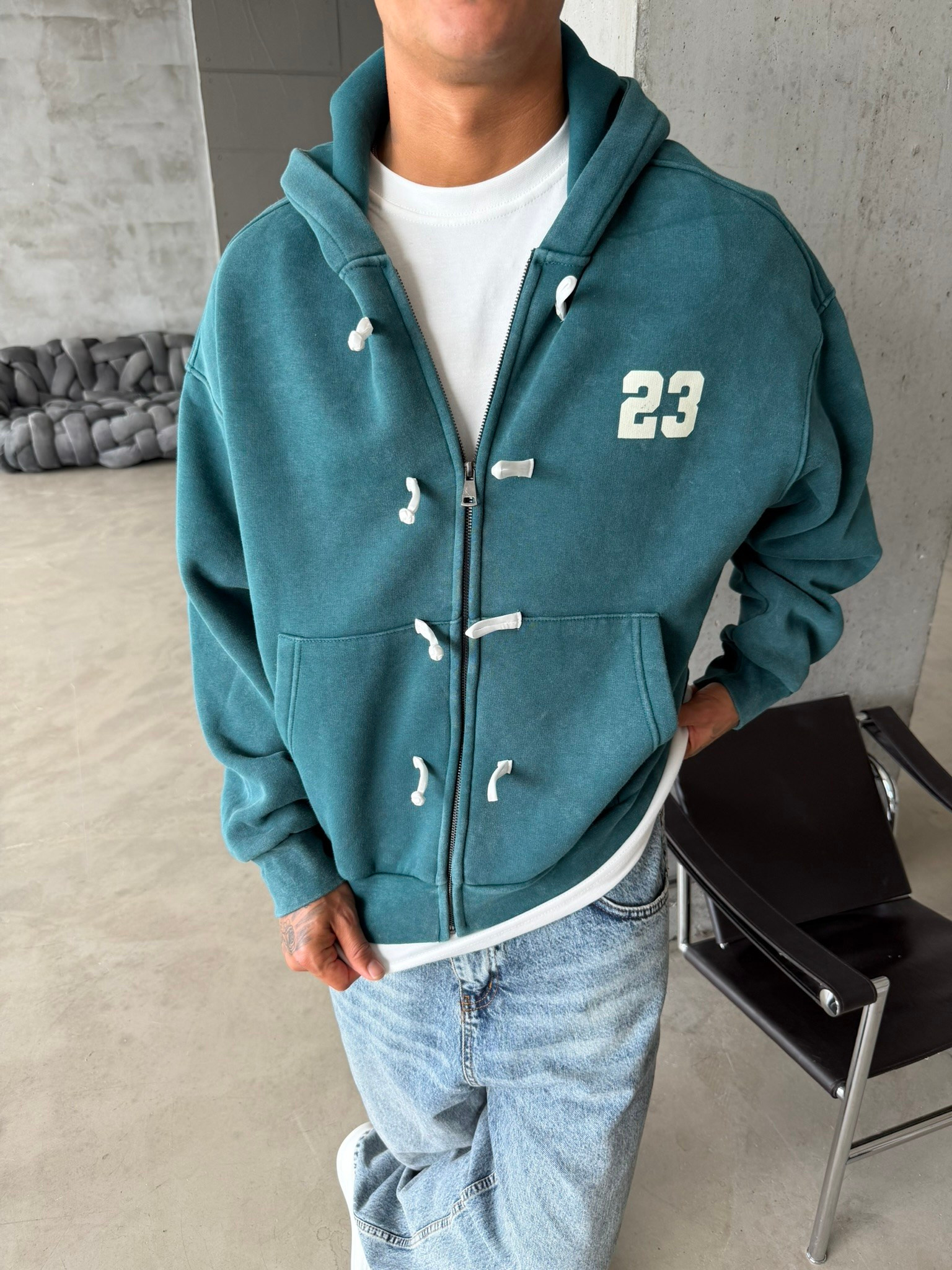 Washed Premium Duffle Zip Hoodie