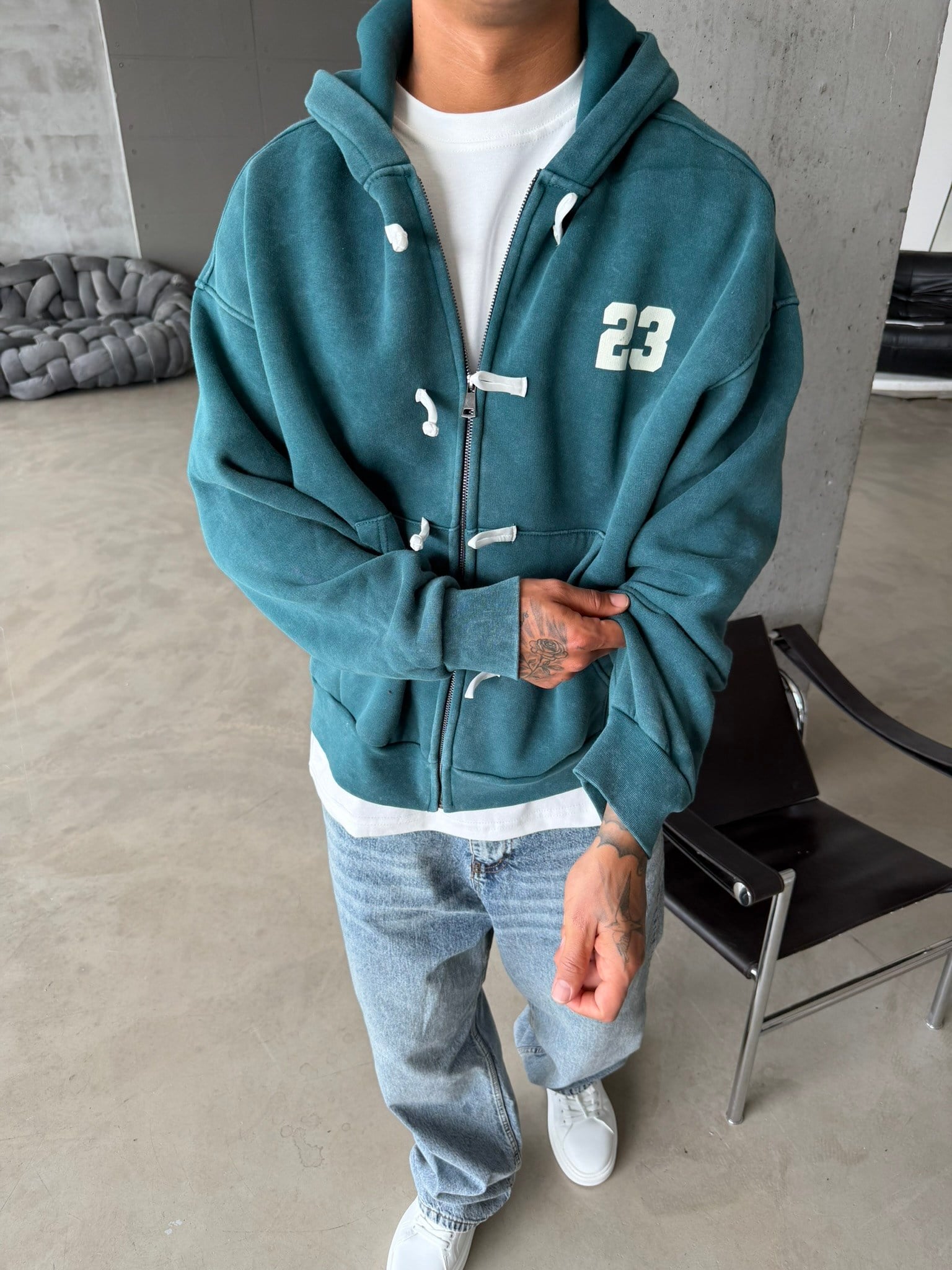 Washed Premium Duffle Zip Hoodie