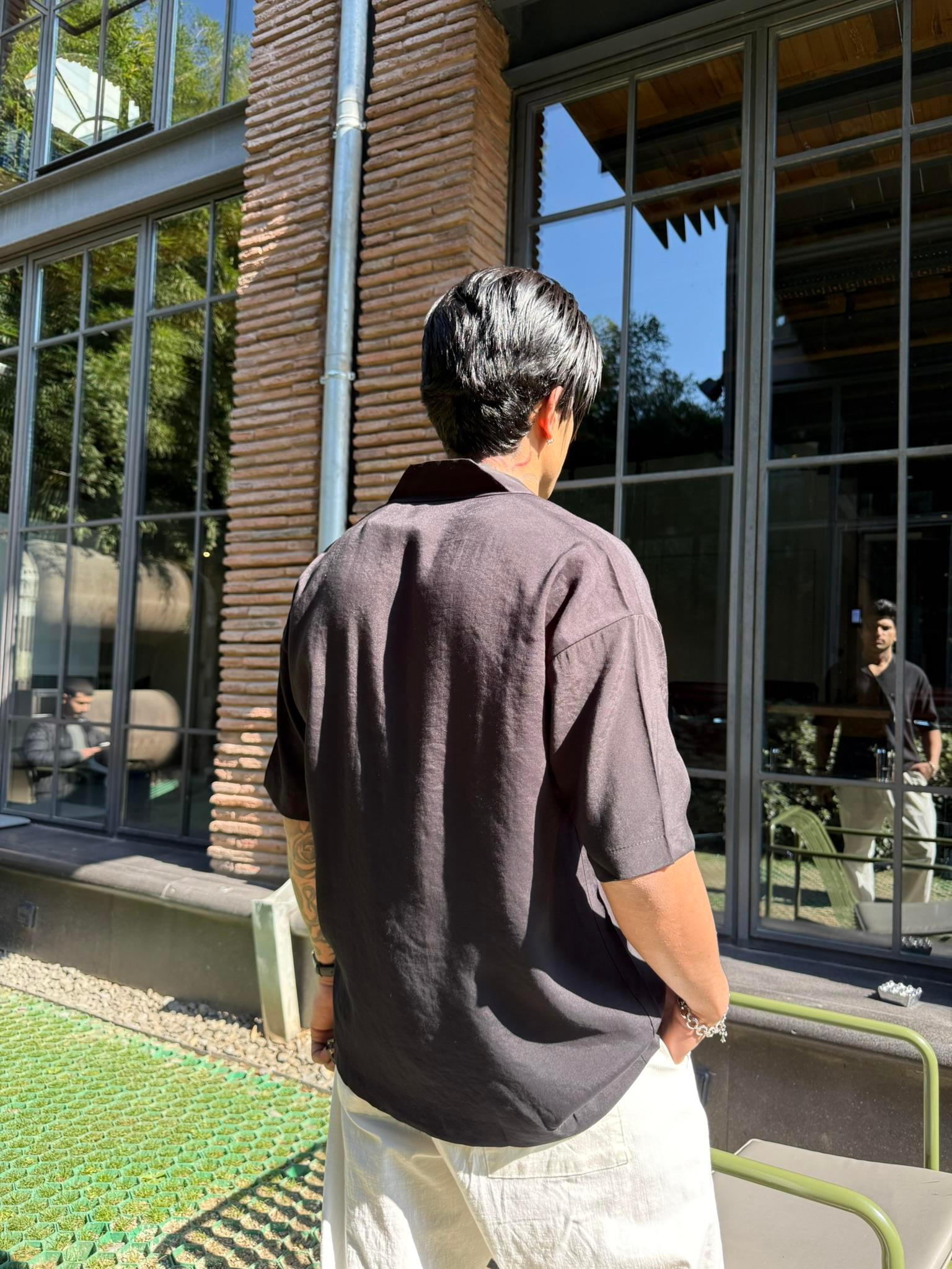 Yarım Kol Basic Gömlek - Siyah