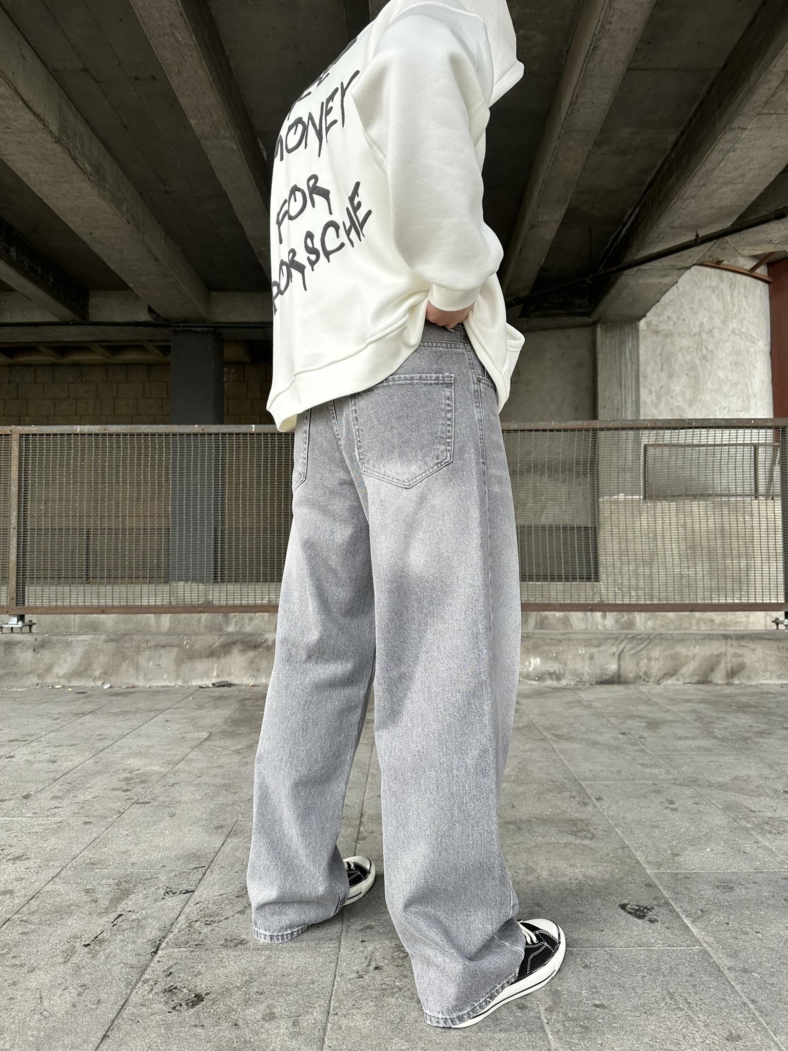 Yıkamalı Extra Baggy Fit Jean Pantolon Gri