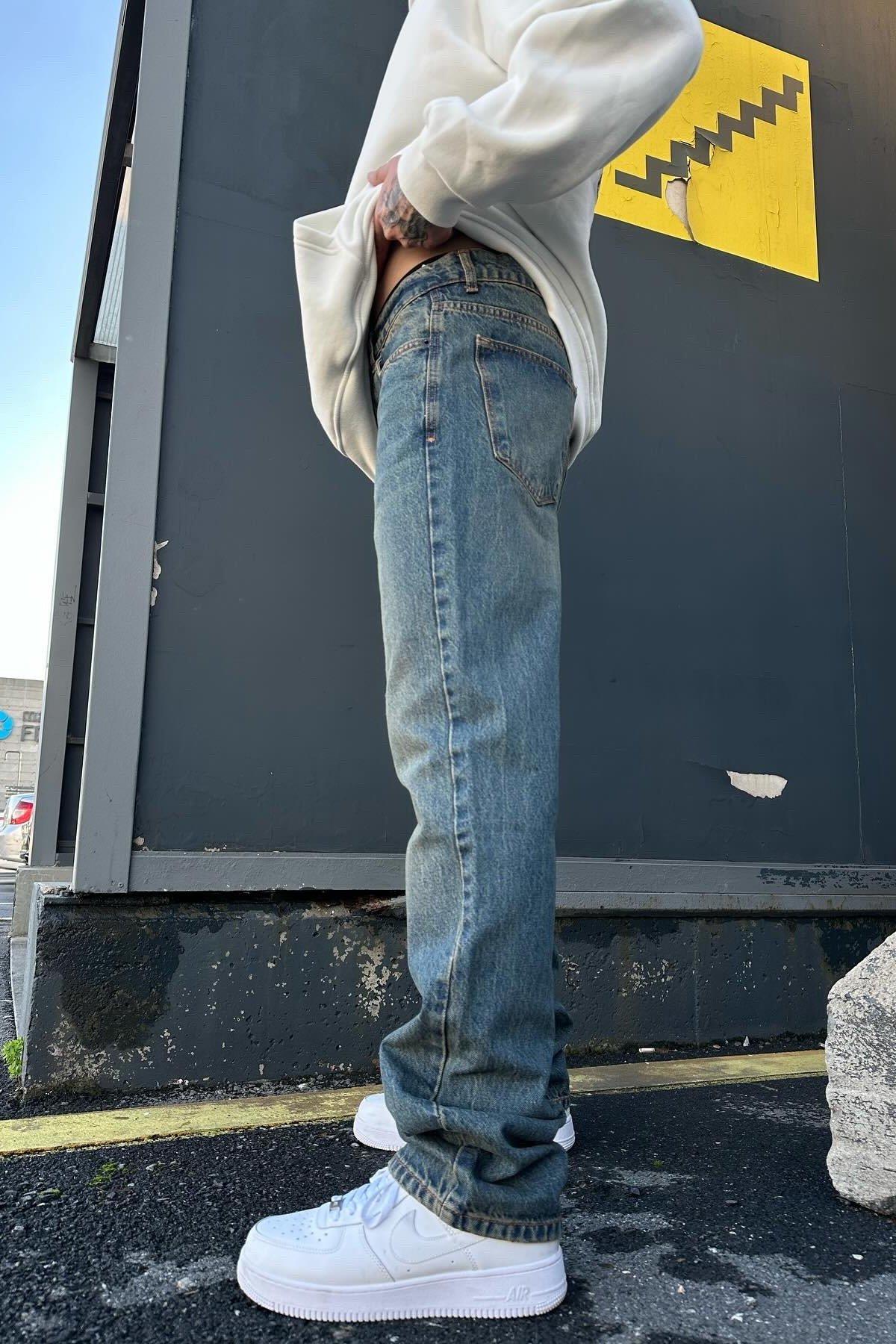 Yıkamalı İndigo Baggy A109 K-10 Pantolon İndigo