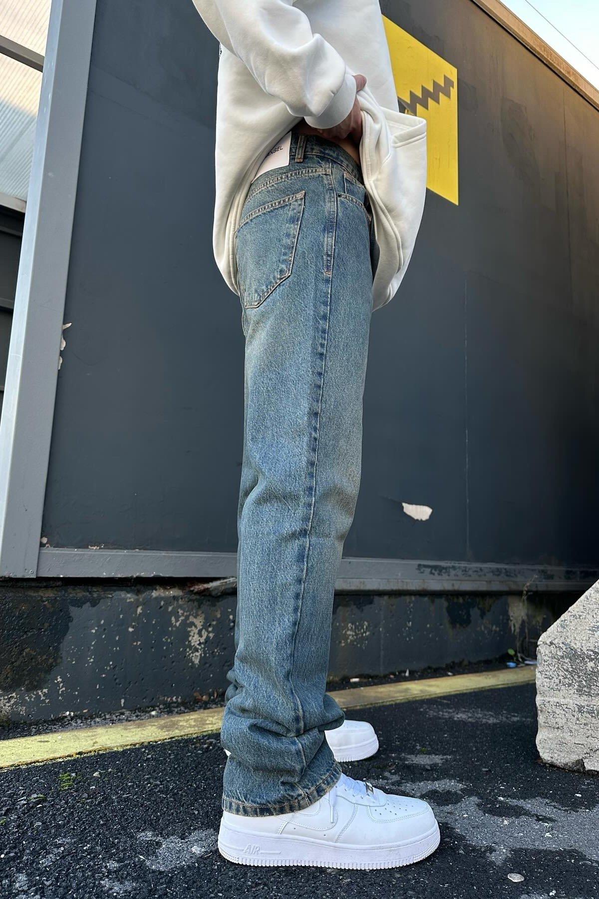 Yıkamalı İndigo Baggy A109 K-10 Pantolon İndigo