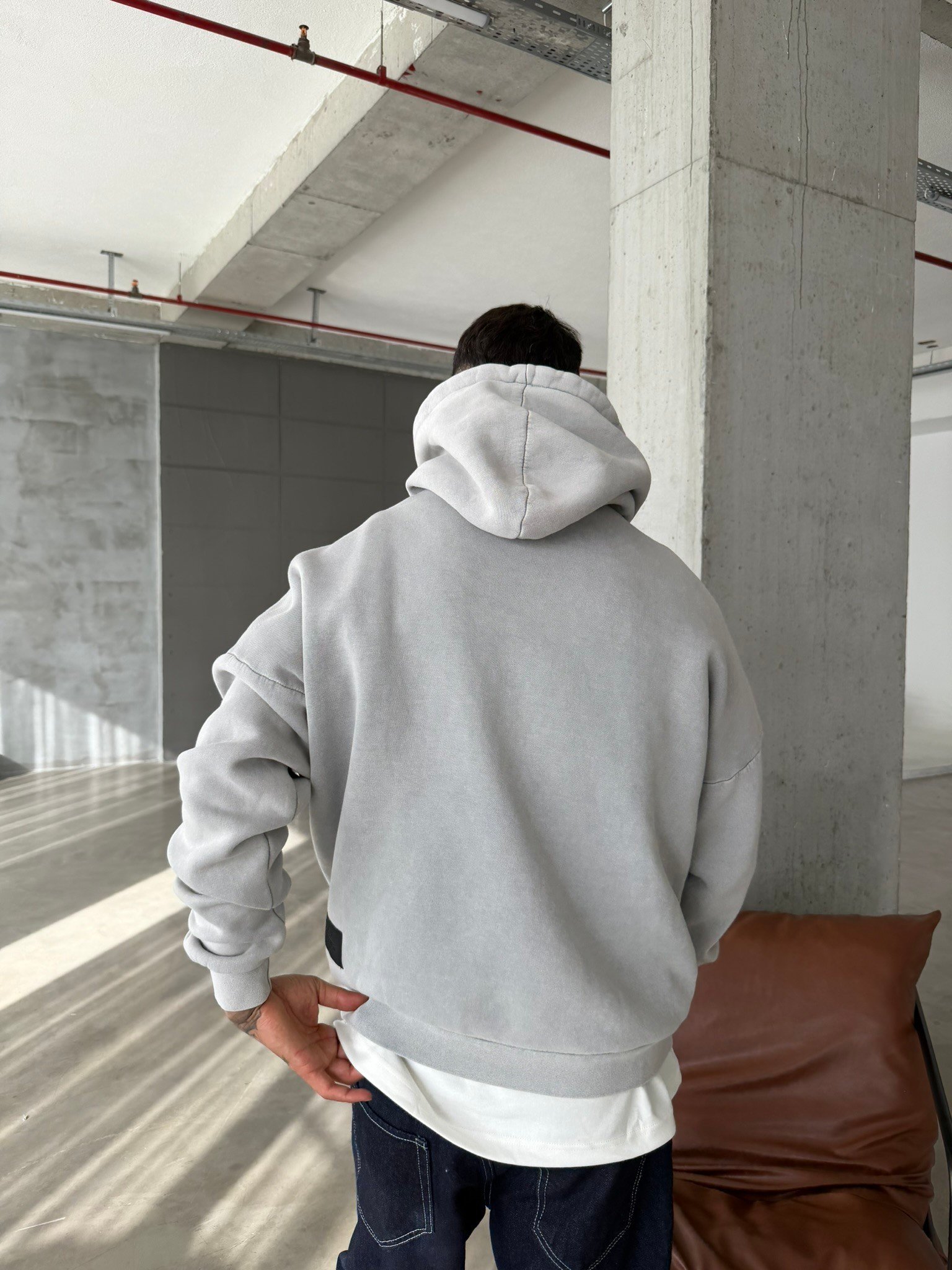 Yıkamalı  İp Detaylı Sweatshirt - Gri