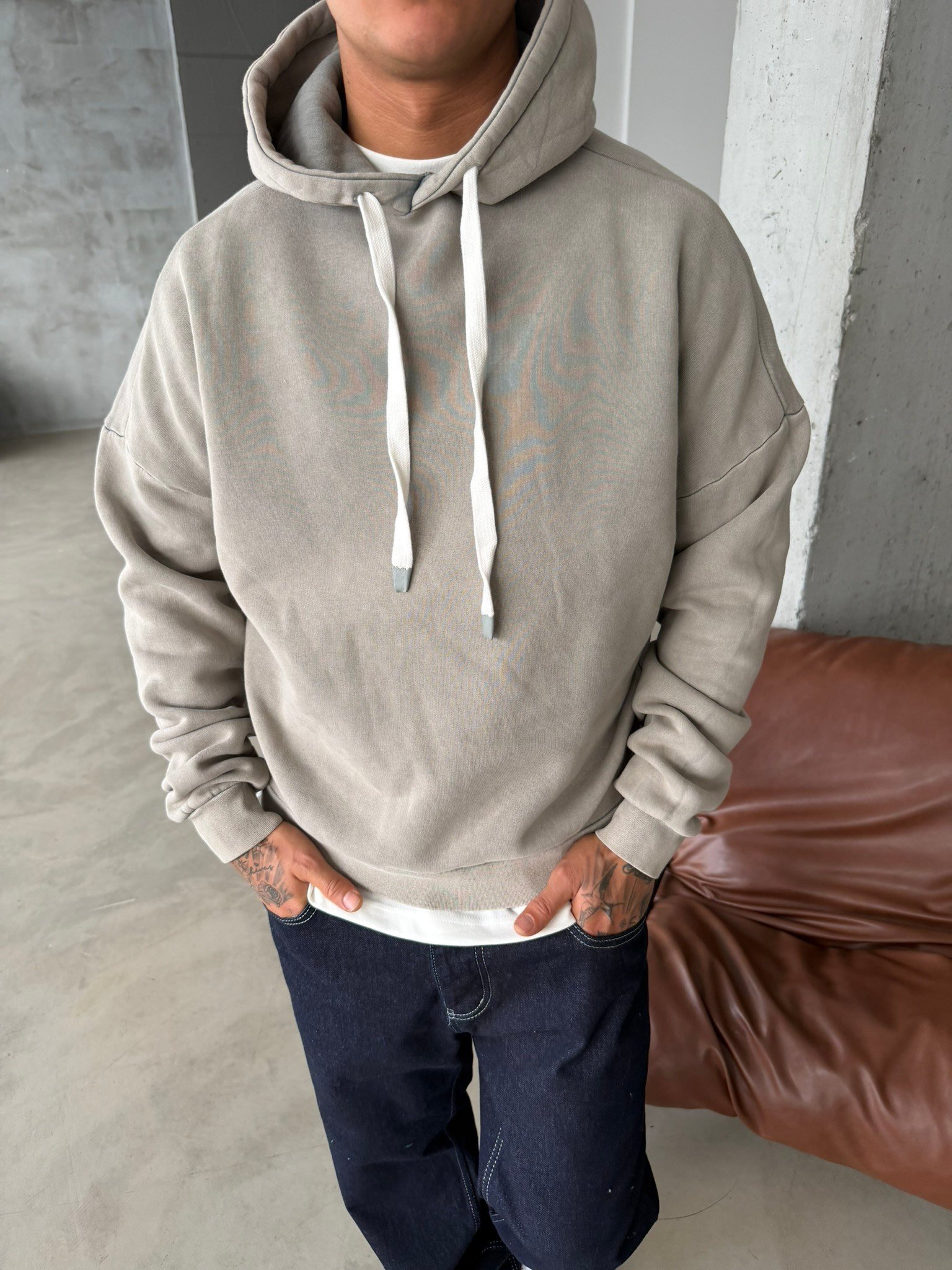 Yıkamalı  İp Detaylı Sweatshirt - Haki
