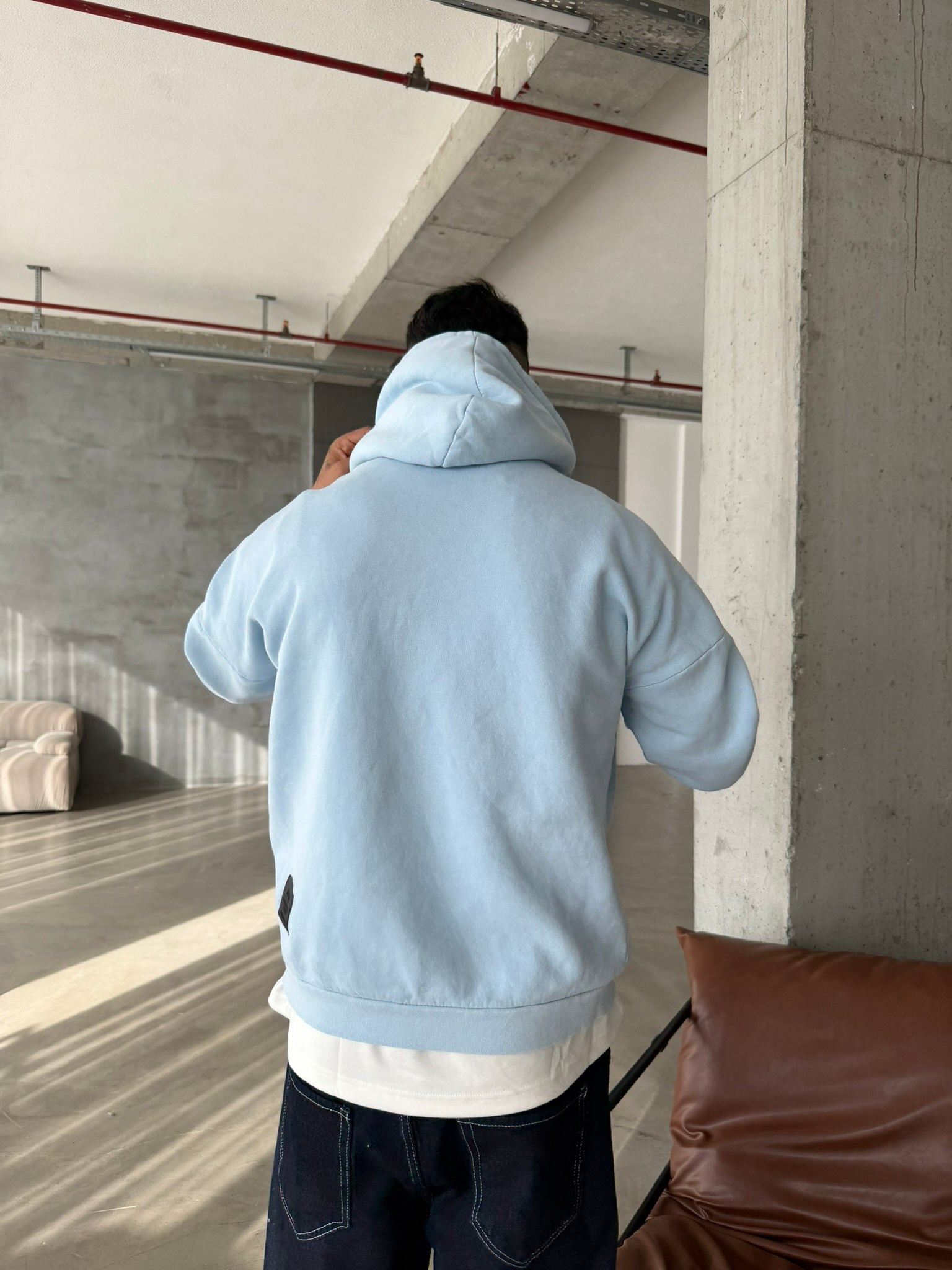 Yıkamalı  İp Detaylı Sweatshirt - Mavi