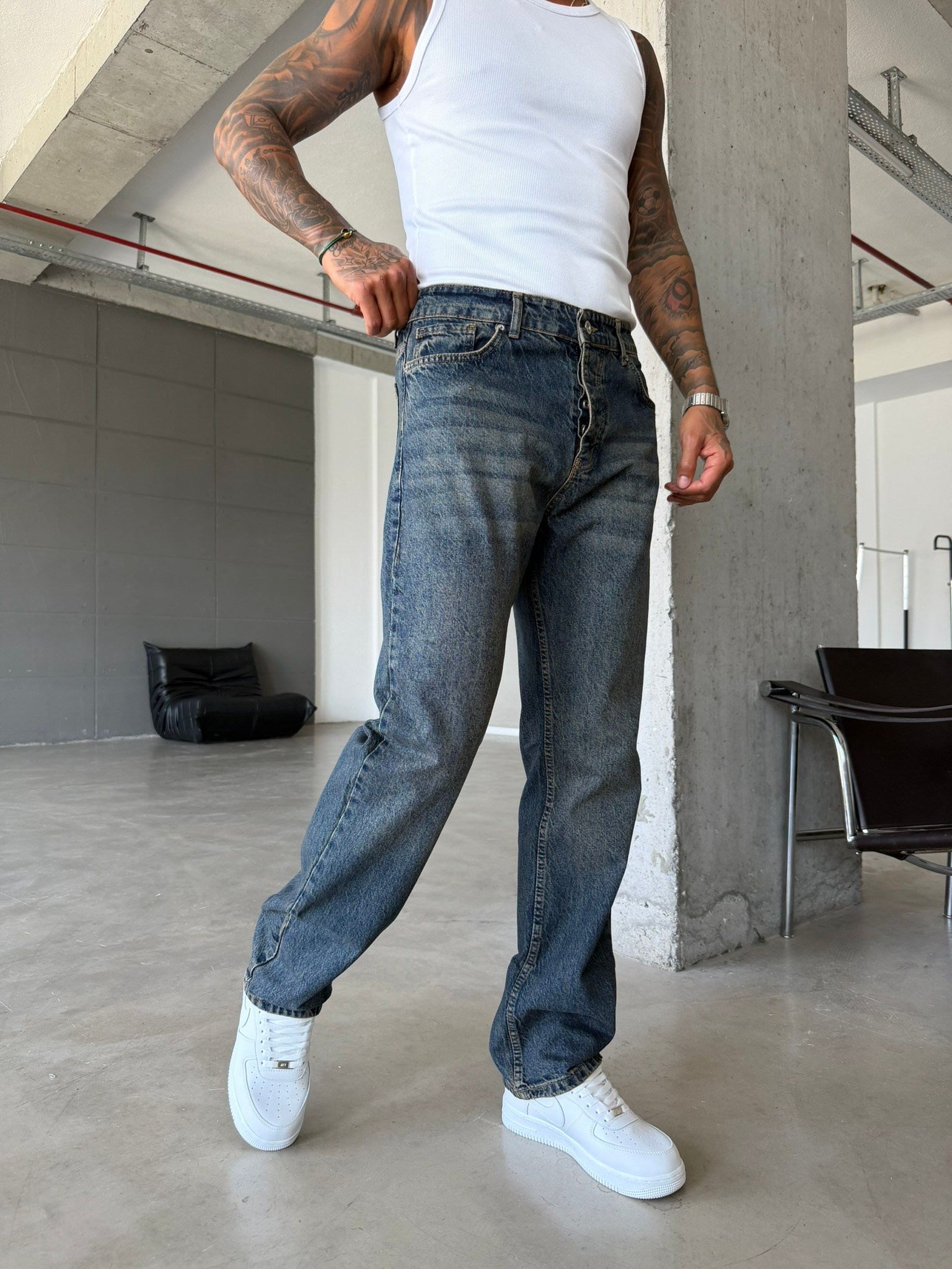 Yıkamalı Premium Basic Baggy Pantolon 