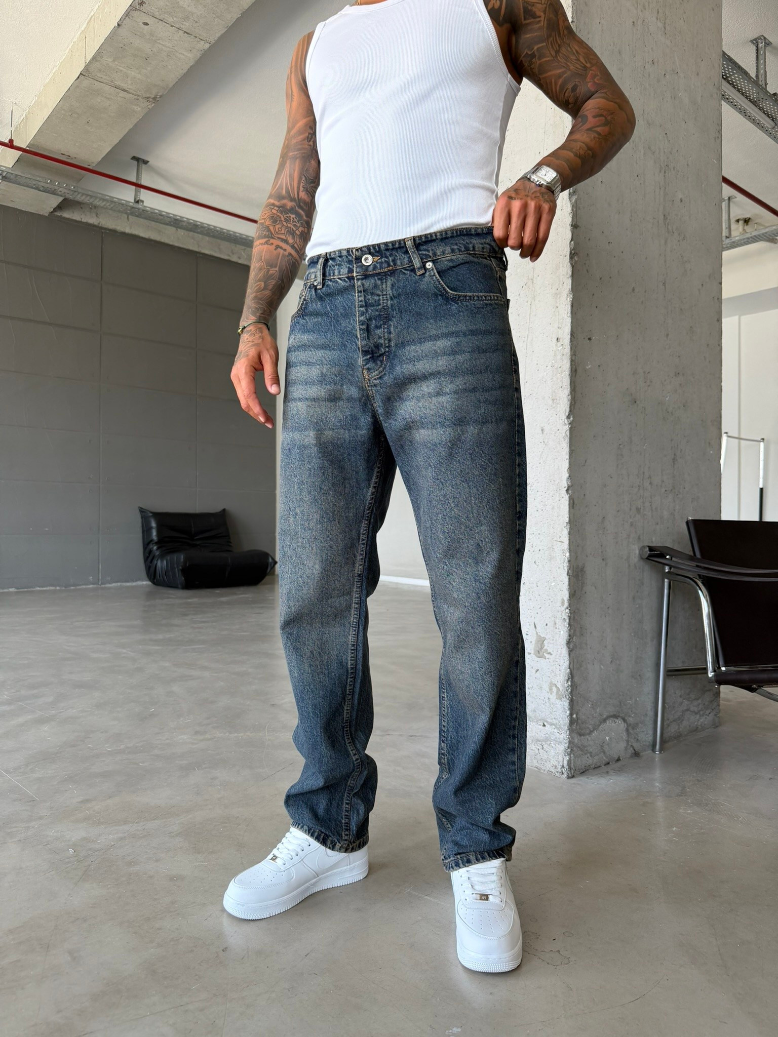 Yıkamalı Premium Basic Baggy Pantolon 
