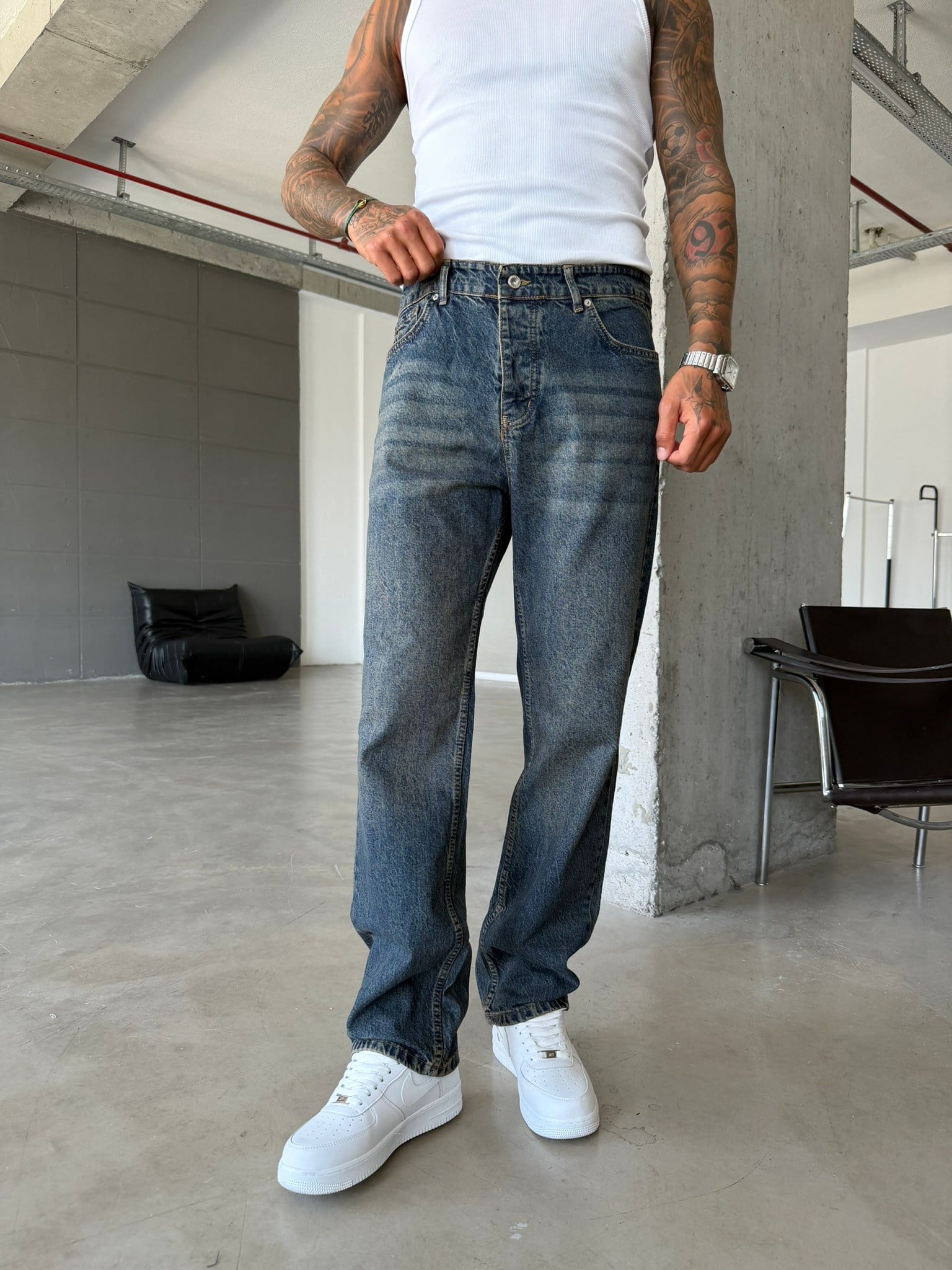 Yıkamalı Premium Basic Baggy Pantolon 