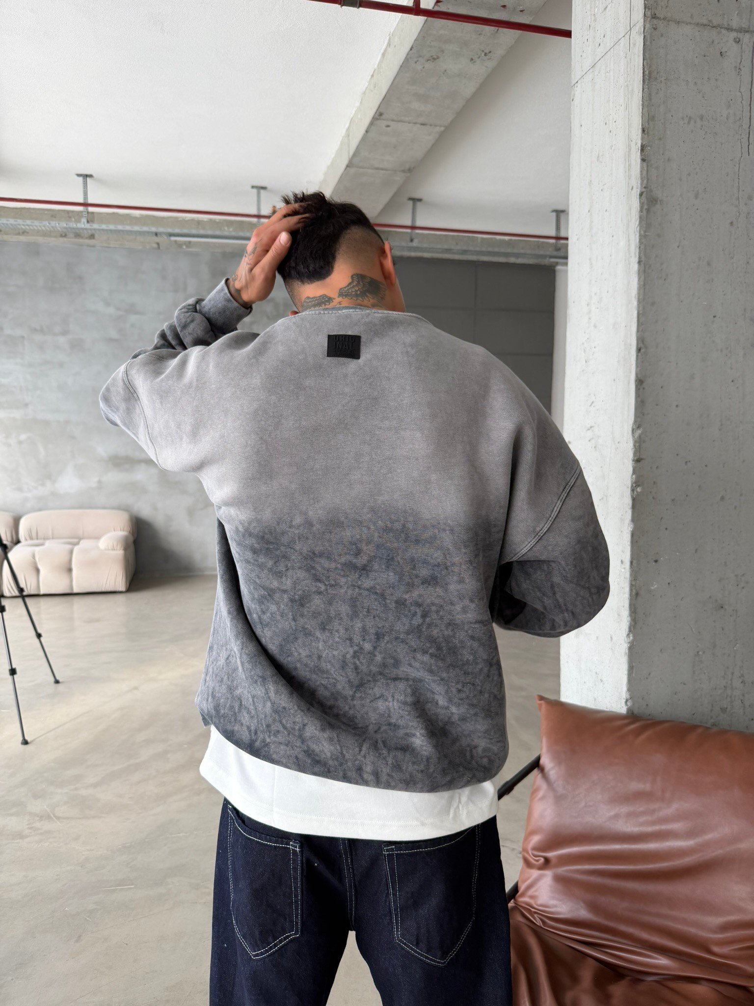 Yıkamalı Retro Sweat - Gri