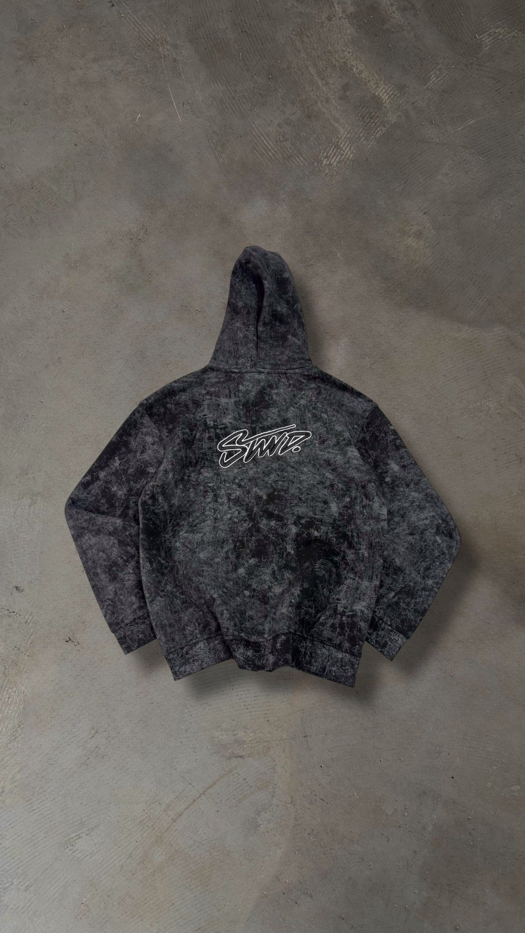 Yıkamlalı Sırt Nakışlı Premium Hırka - Siyah