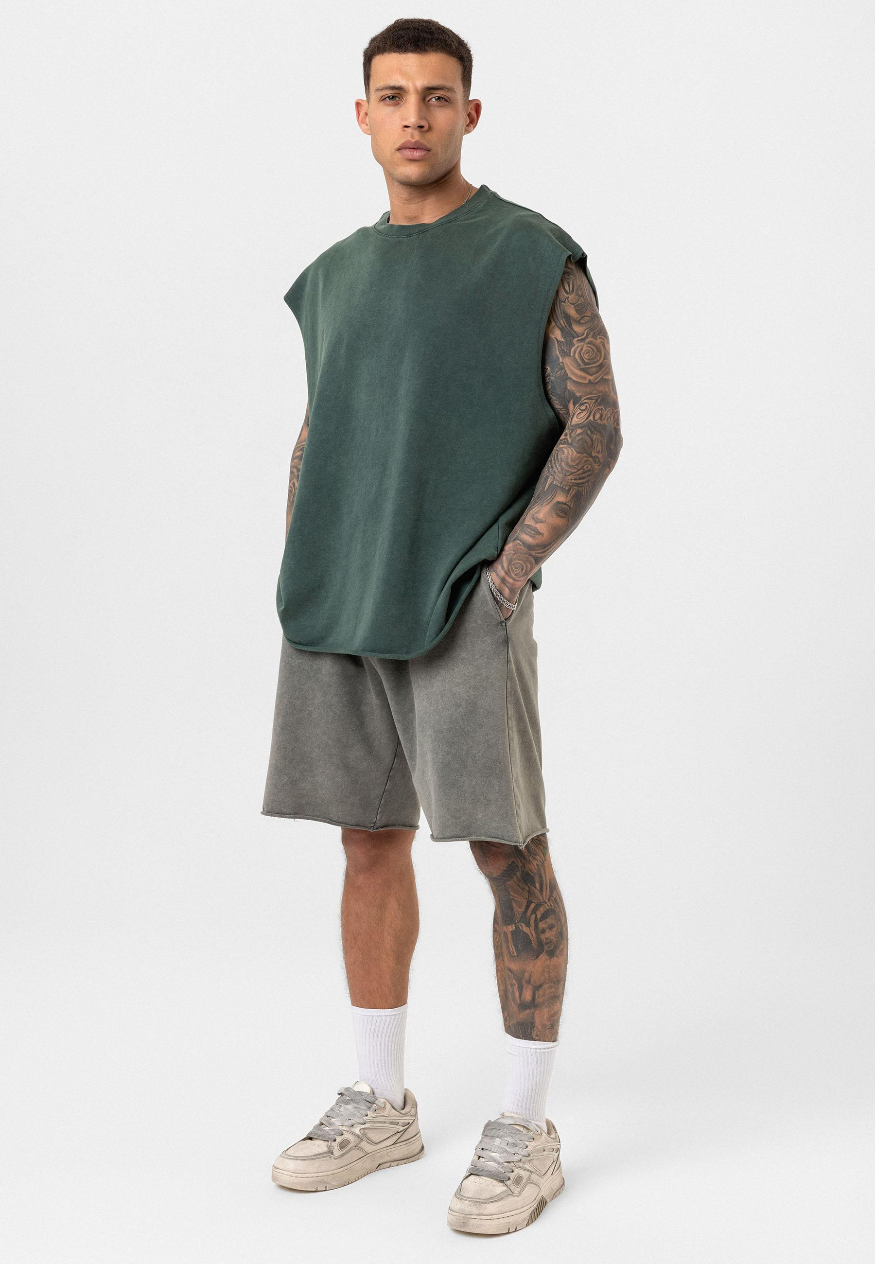 Yımakamalı Kesik Detaylı Şort - Yeşil