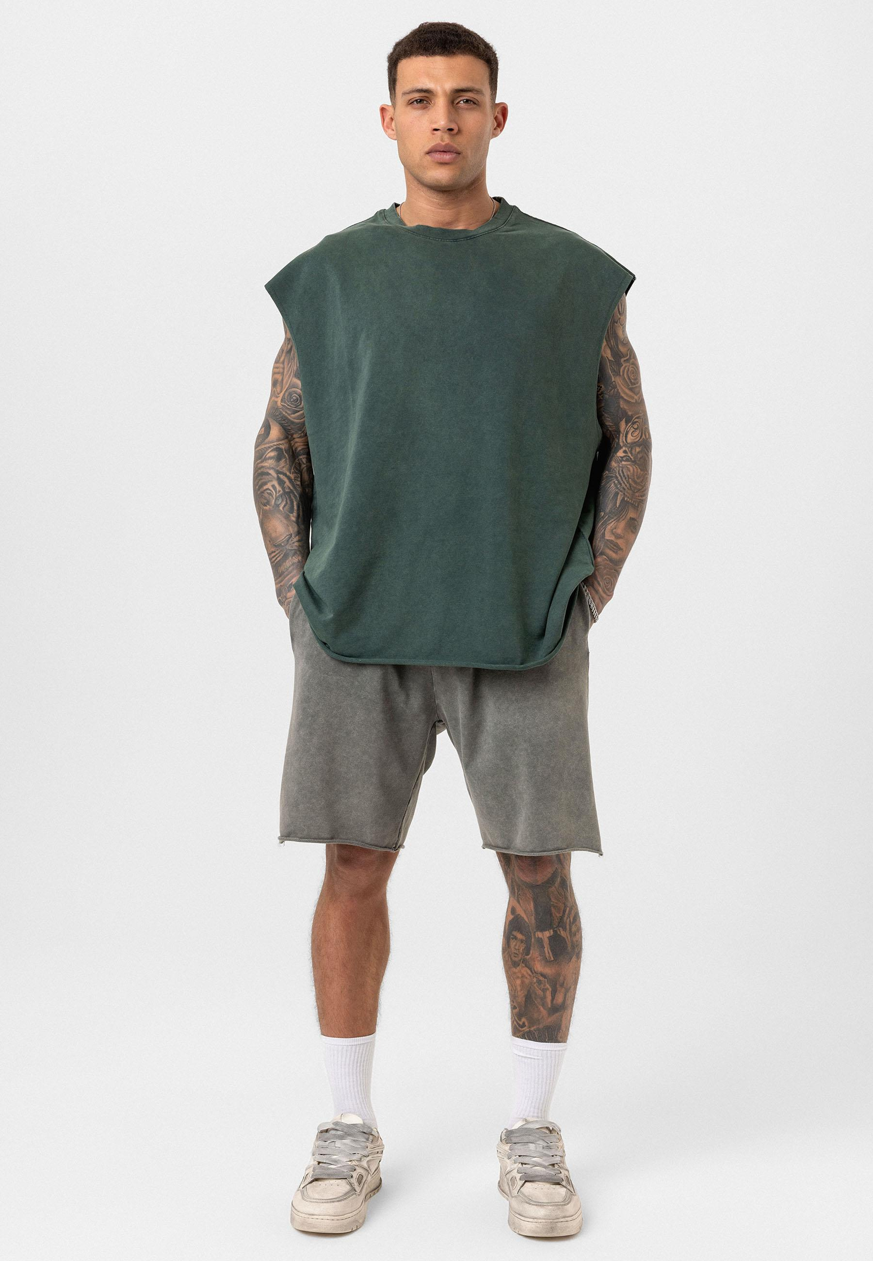 Yımakamalı Kesik Detaylı Şort - Yeşil