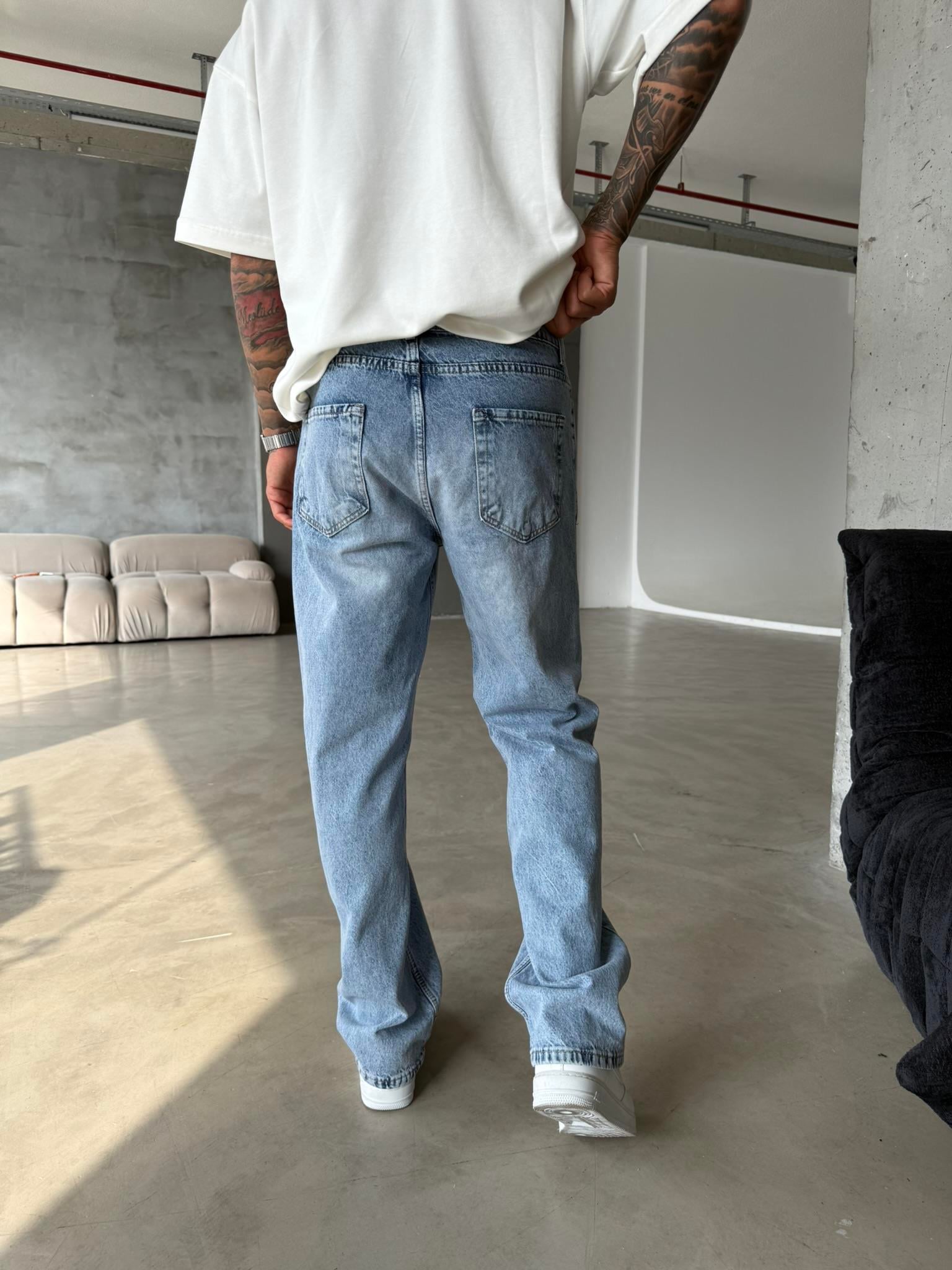 Yırtık Detatylı Basic Pantolon - Mavi