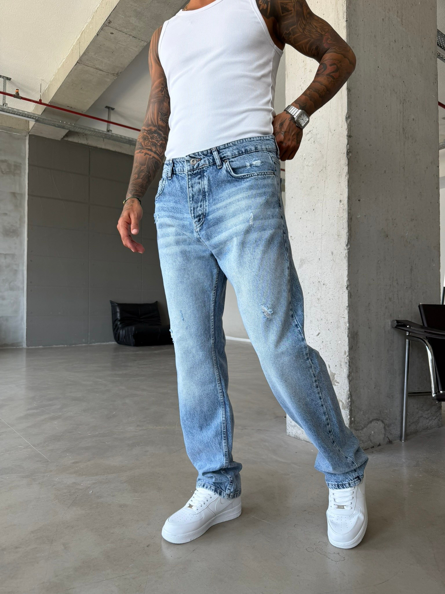 Yırtık Detaylı Premium Baggy Pantolon 