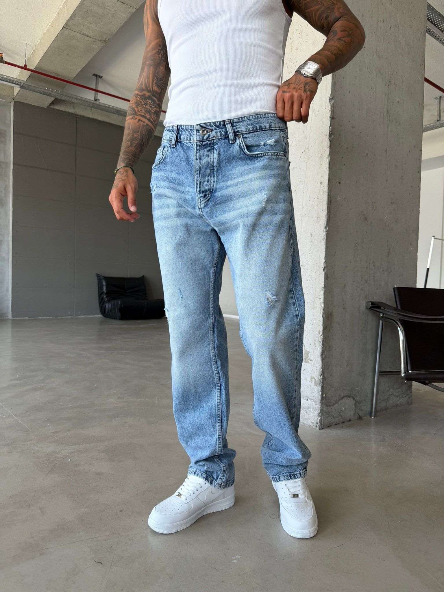 Yırtık Detaylı Premium Baggy Pantolon 