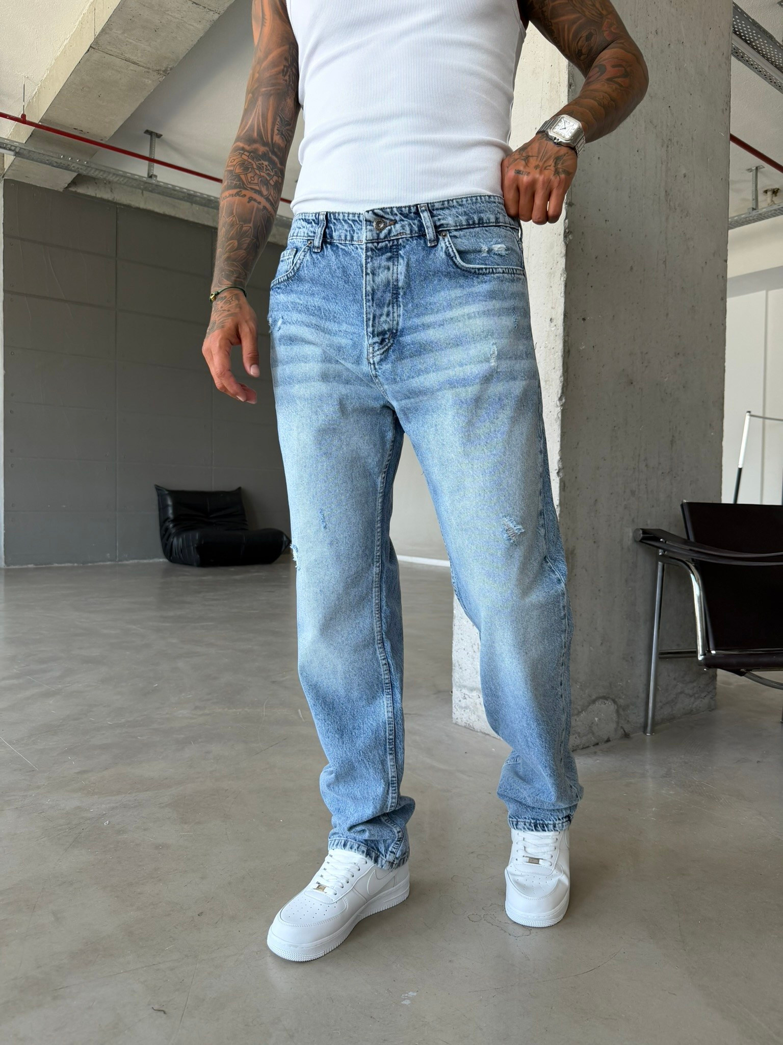 Yırtık Detaylı Premium Baggy Pantolon 